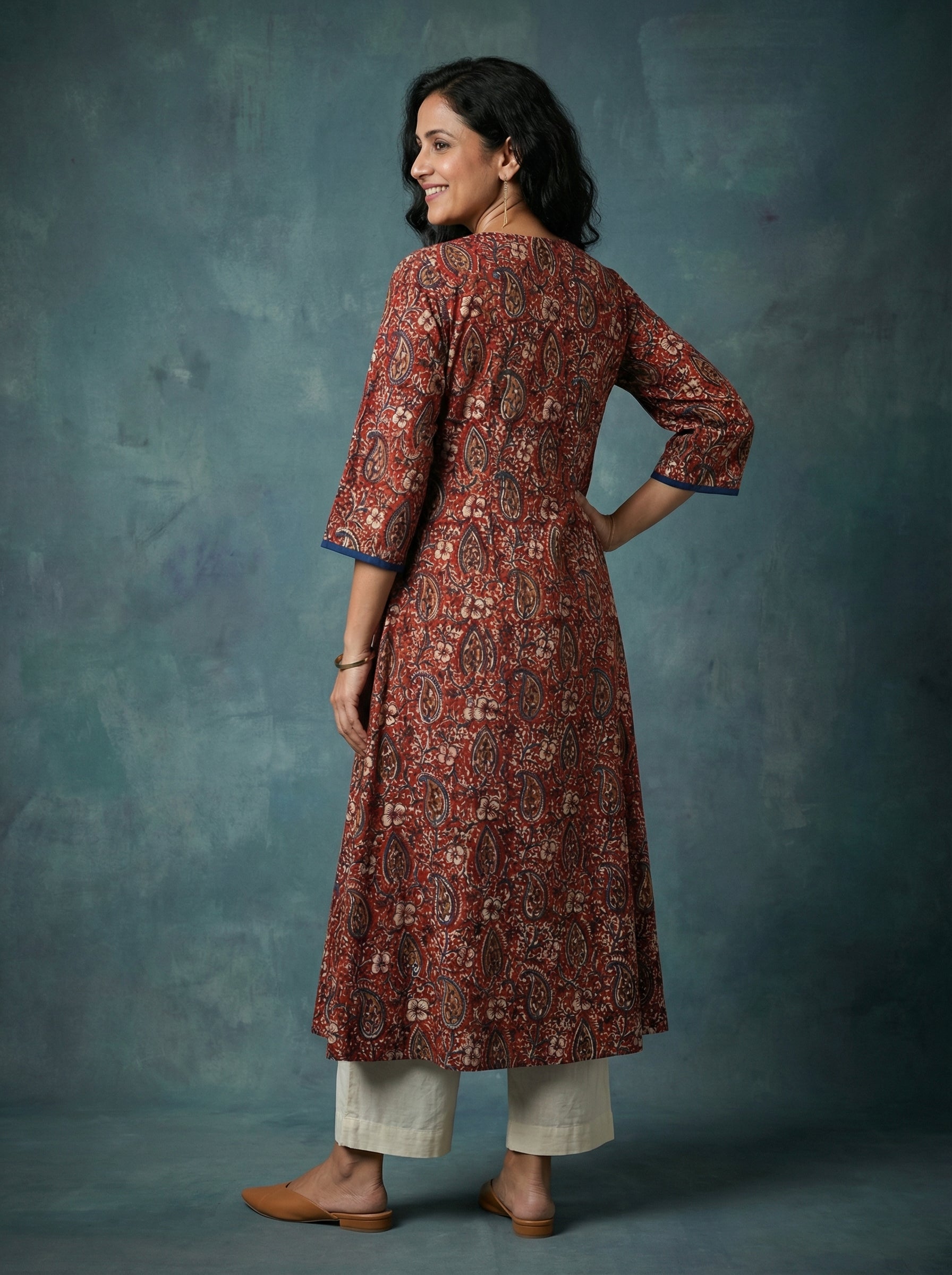 Jazz Waves Cotton Maroon/Brown Yoke Kurta