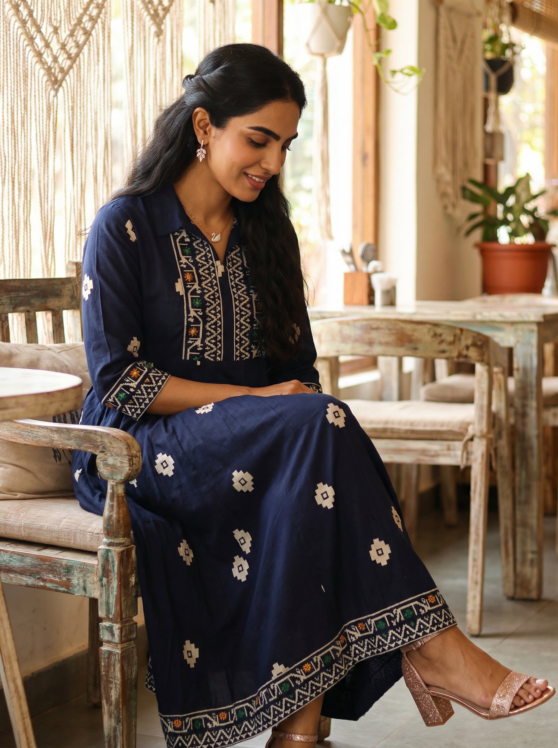 Border Buzz Blue Anarkali Dress