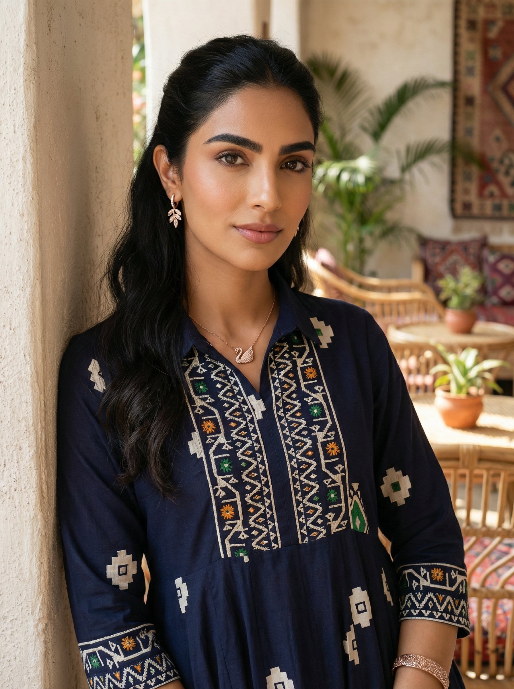 Border Buzz Blue Anarkali Dress