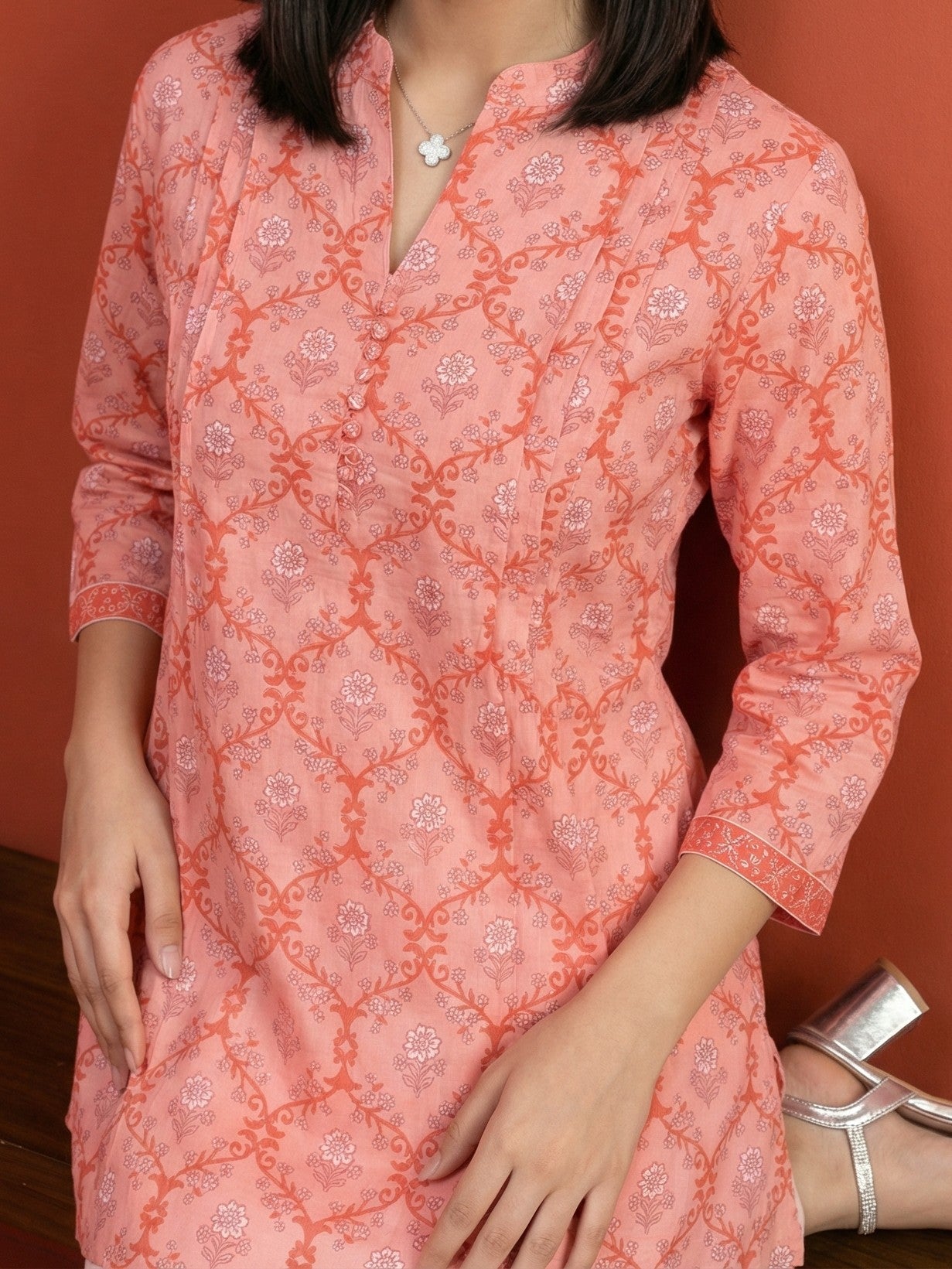 EVERYDAY WEAR PEACH AESTHETIC TOP (HANDPRINTED)