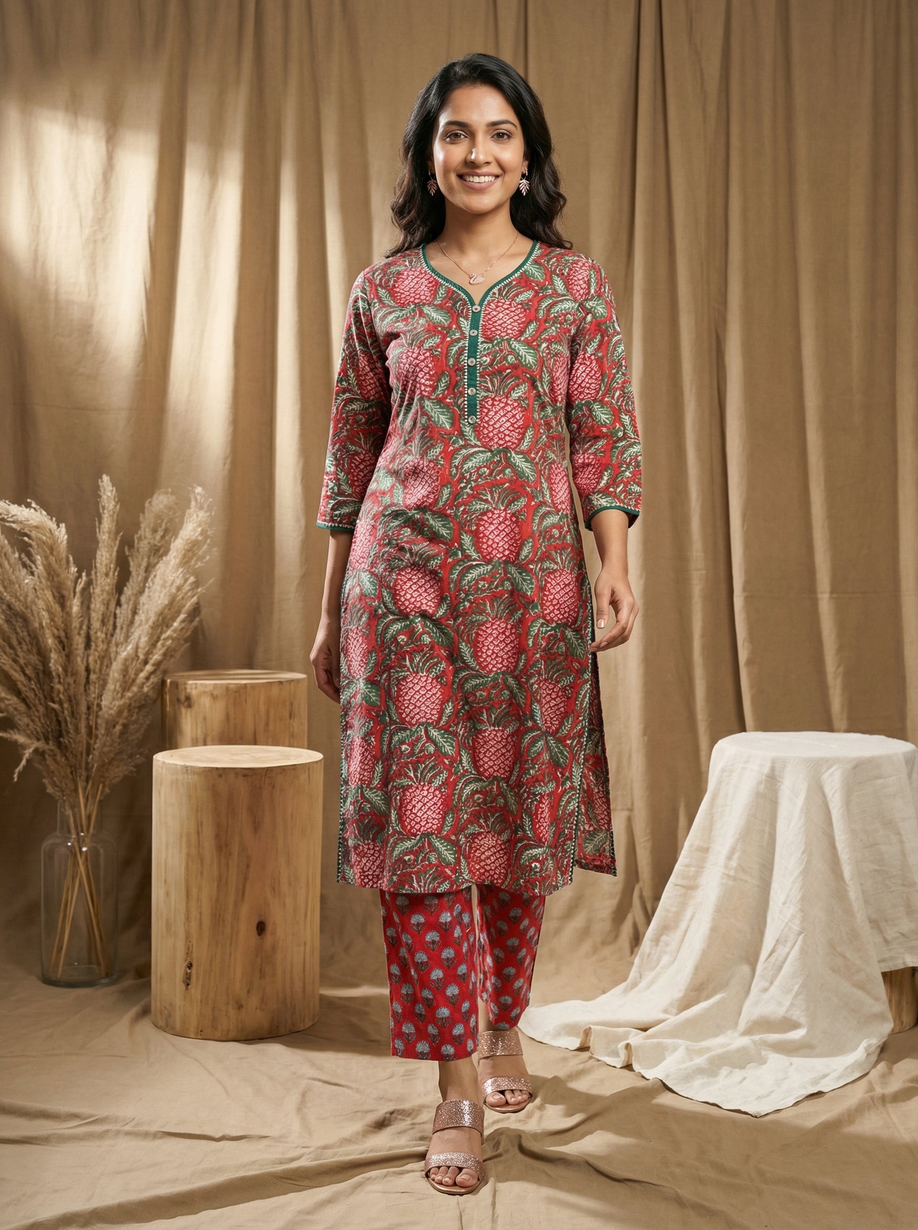 Red Cotton Gotta Patti Galore KP Set