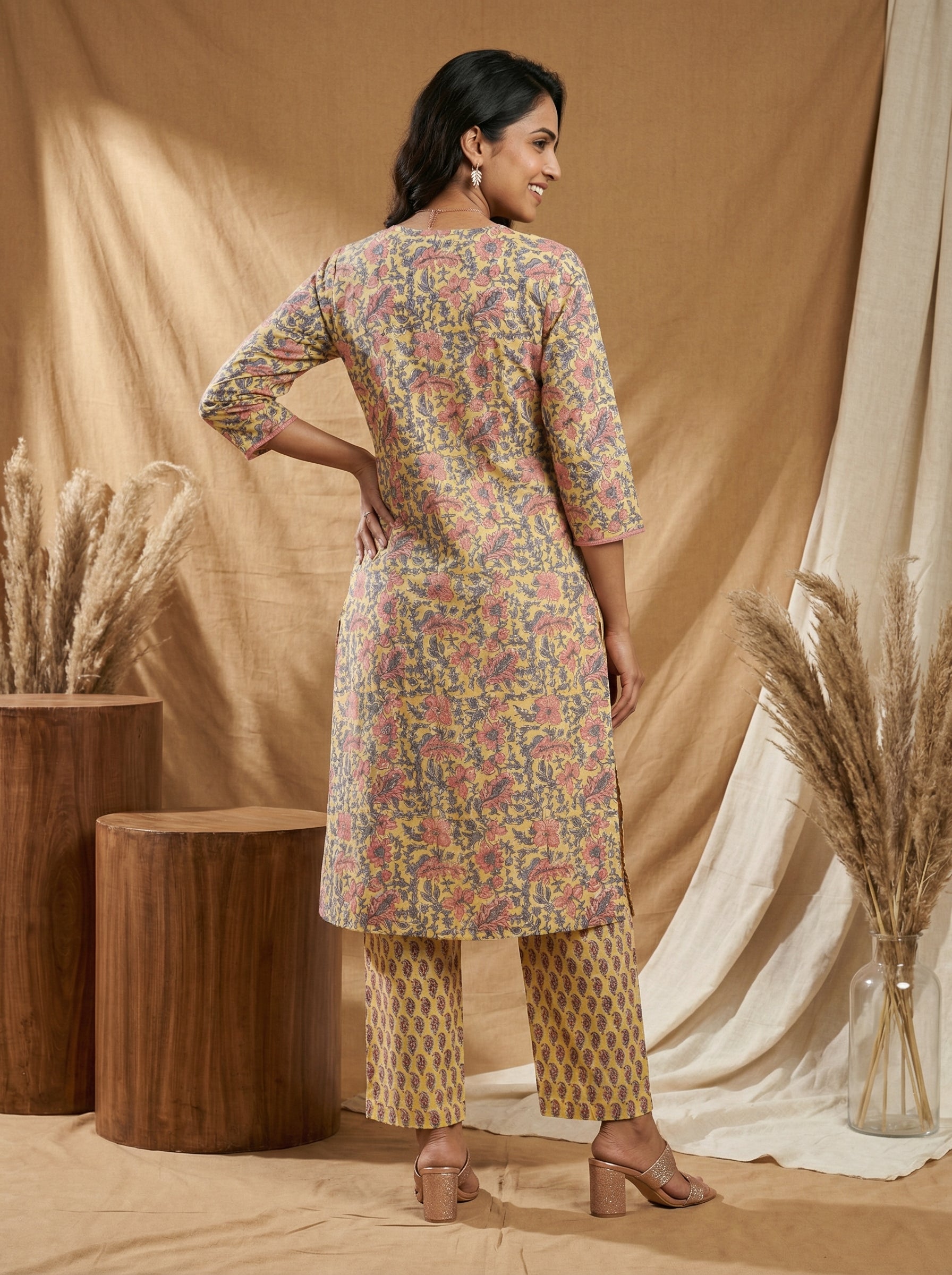 Yellow Cotton Gotta Patti Galore KP Set