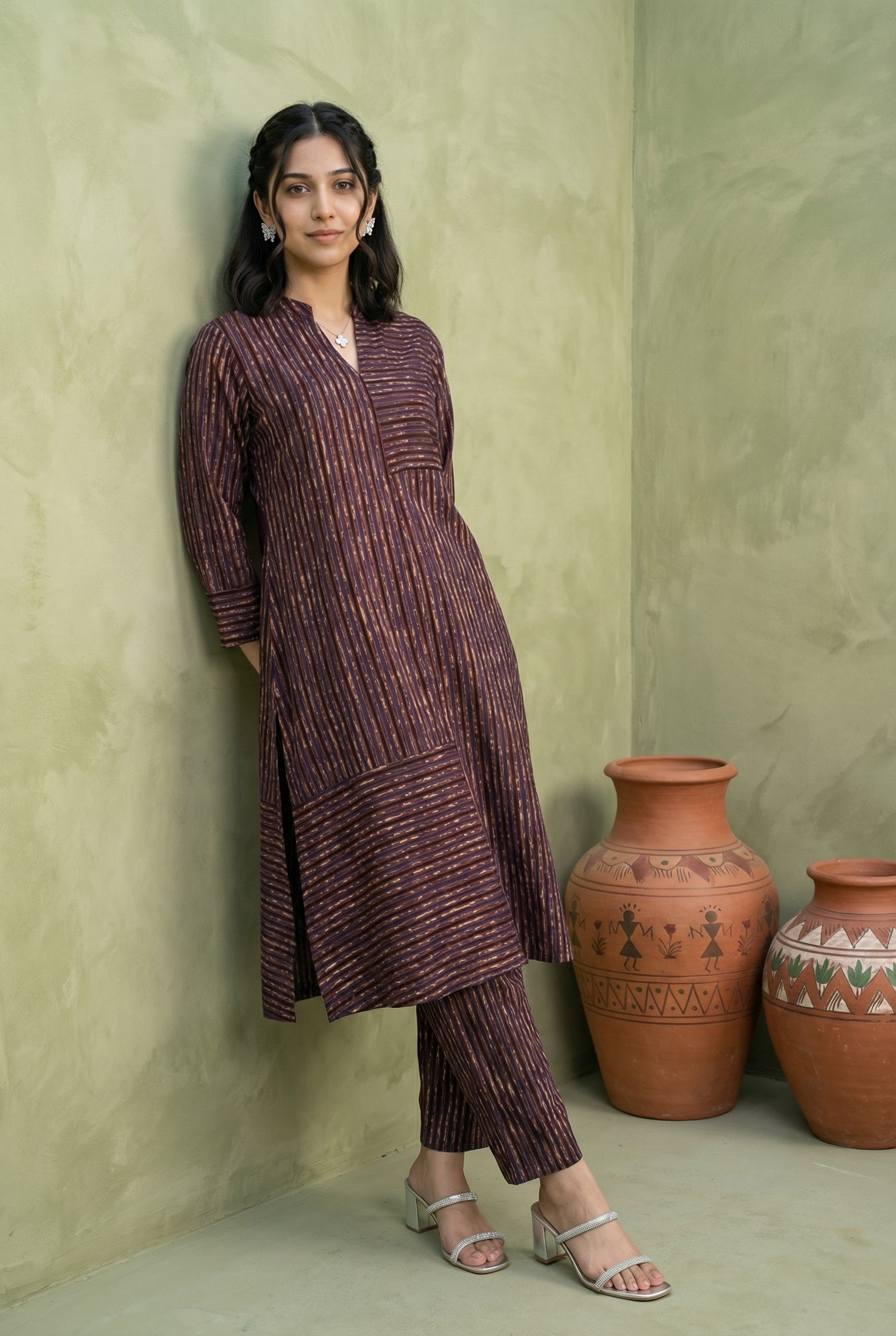 Black/Maroon-Blue Cotton The Earthline Edit KP Set