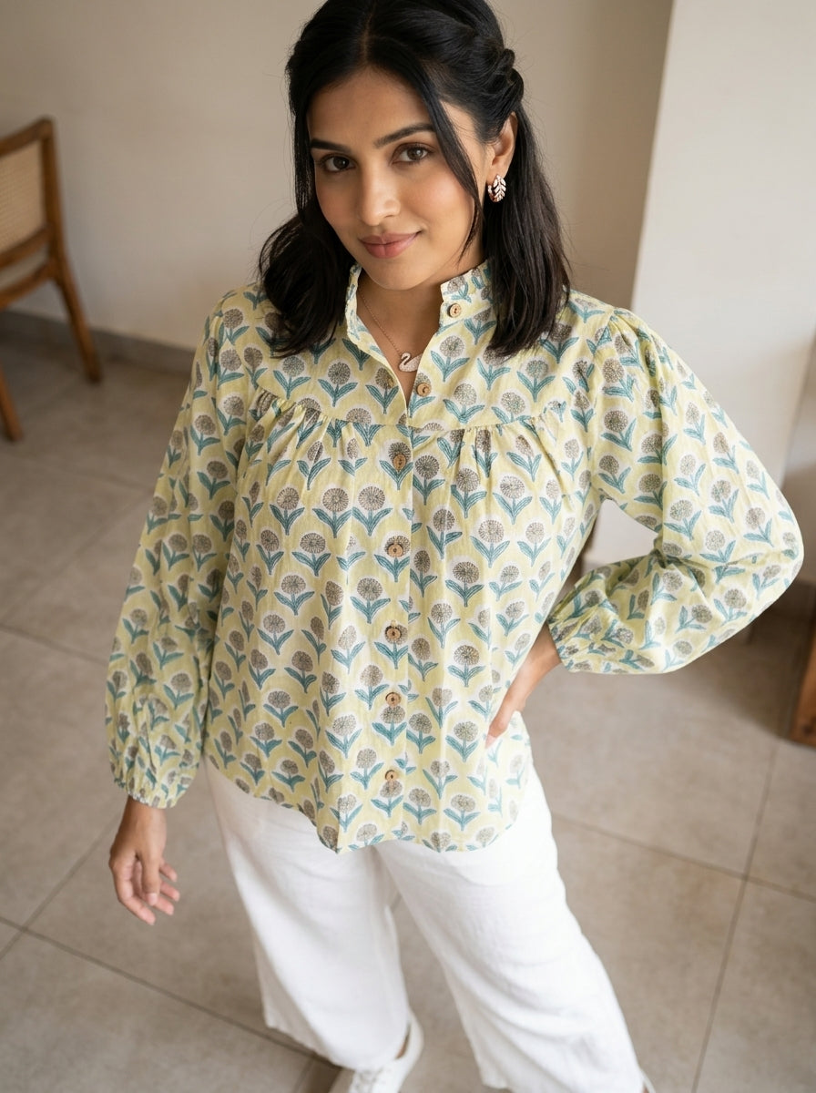 SOFT BLOSSOM GREEN COTTON TOP