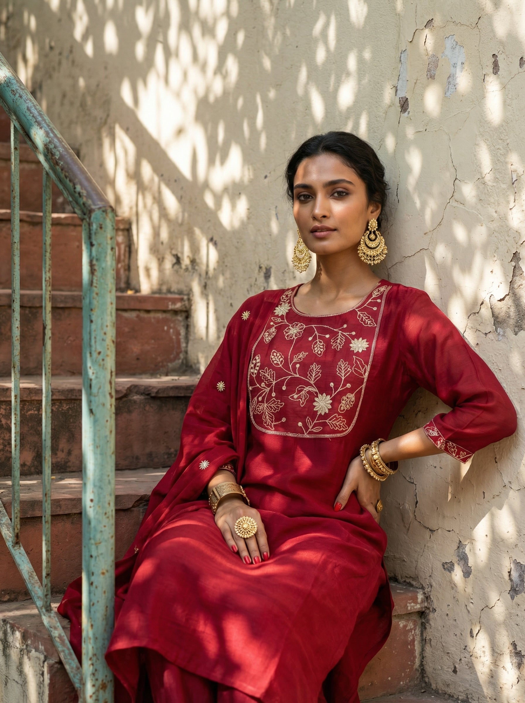 Royal Embroidery Muslin Silk Magenta KPD Set