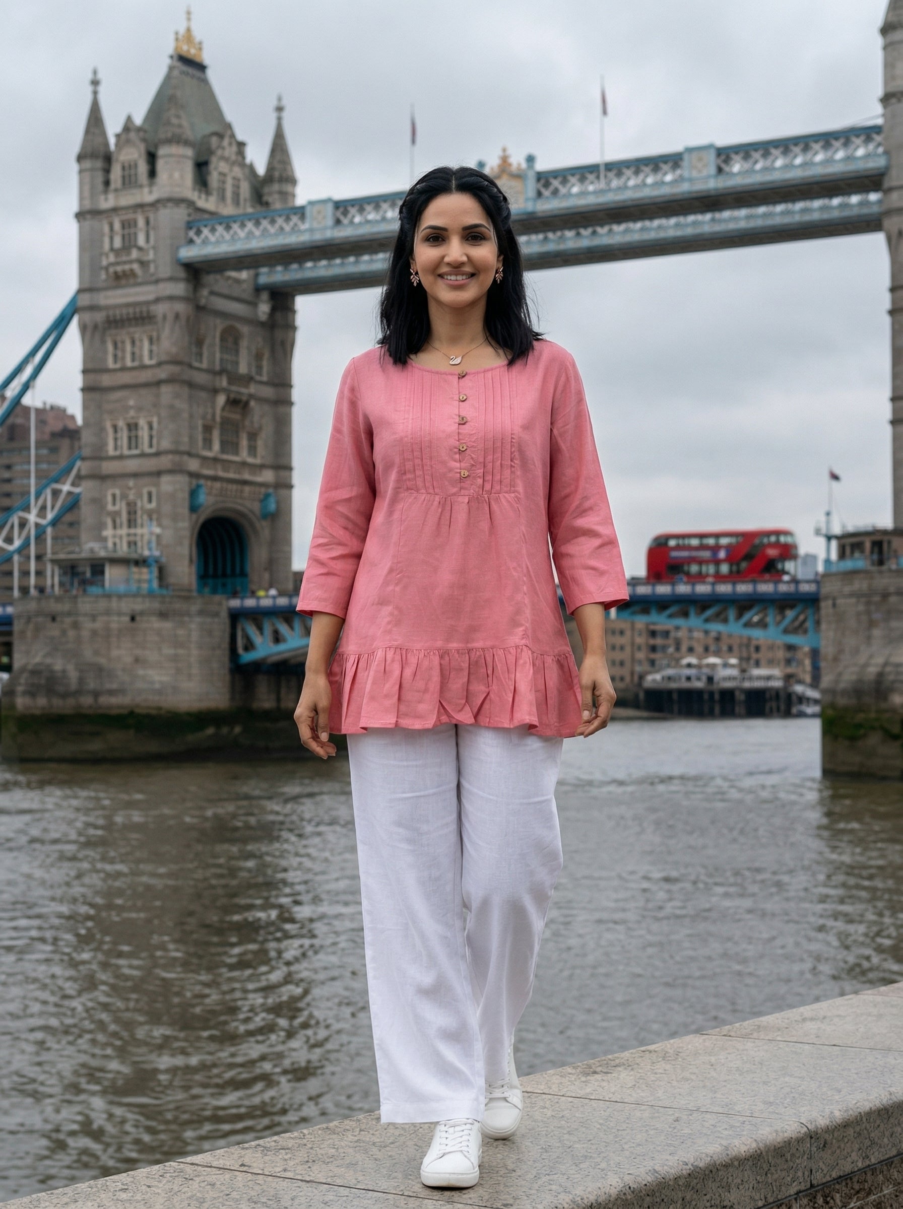 THE LINEAR WAVE PINK COTTON TOP