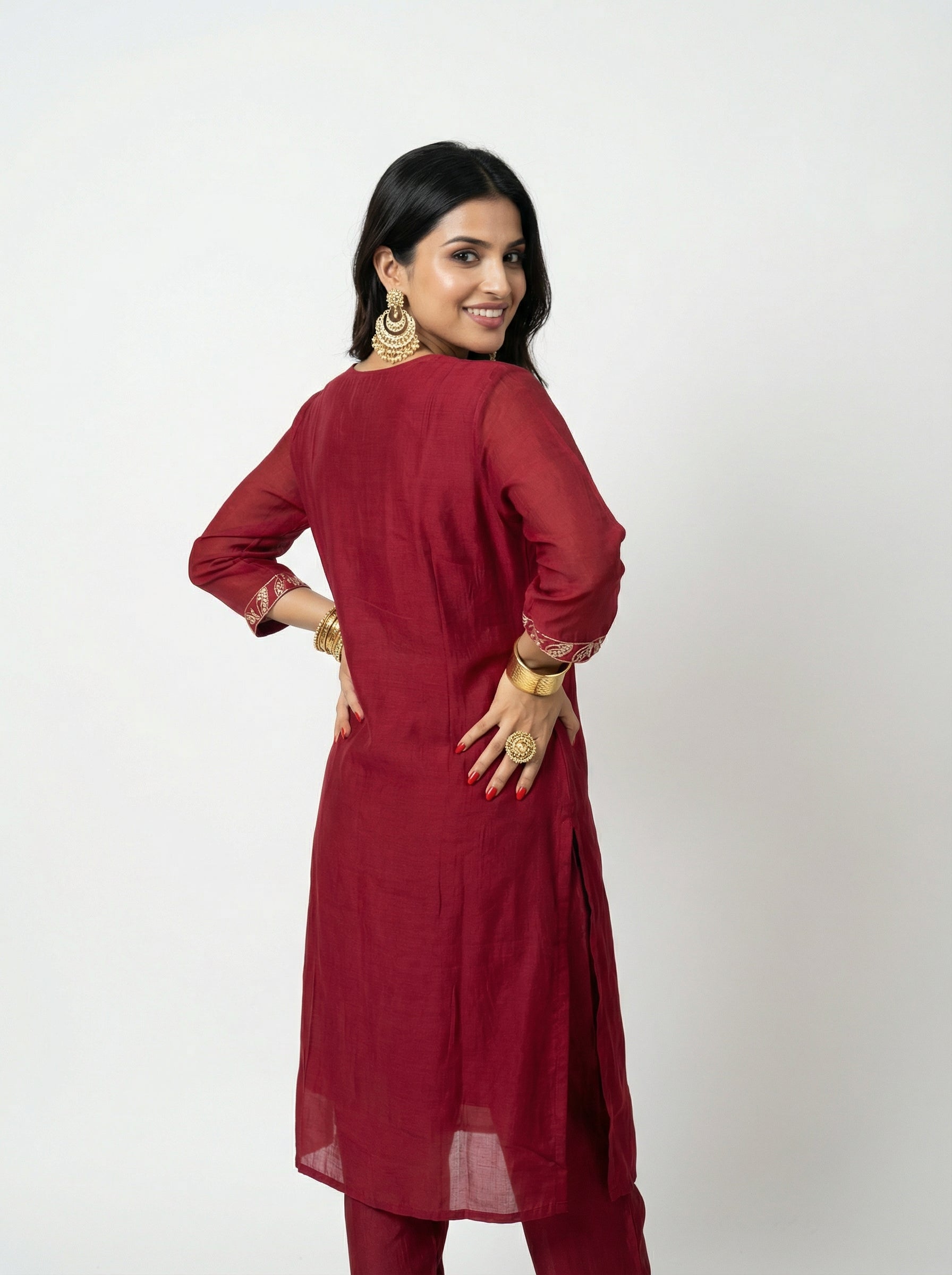 Royal Embroidery Muslin Silk Magenta KPD Set