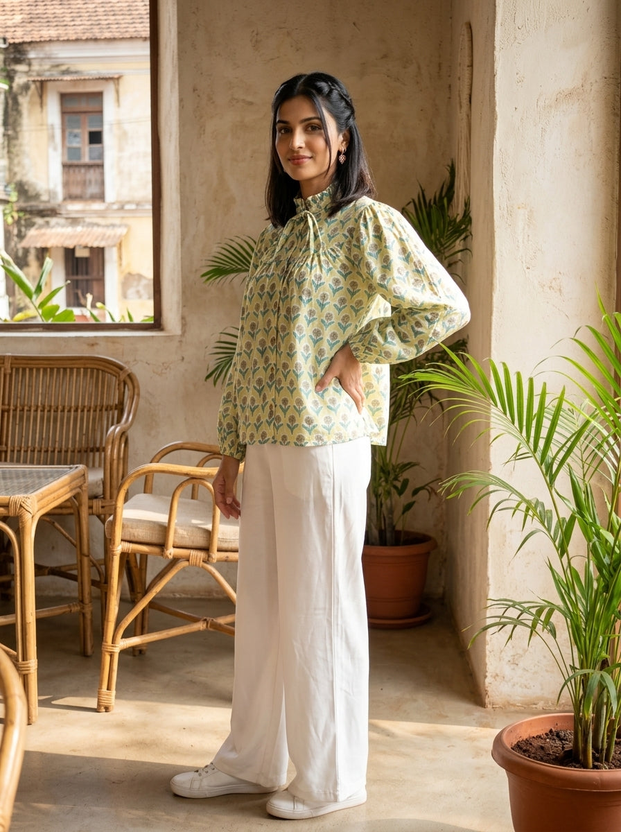 SOFT BLOSSOM GREEN COTTON TOP