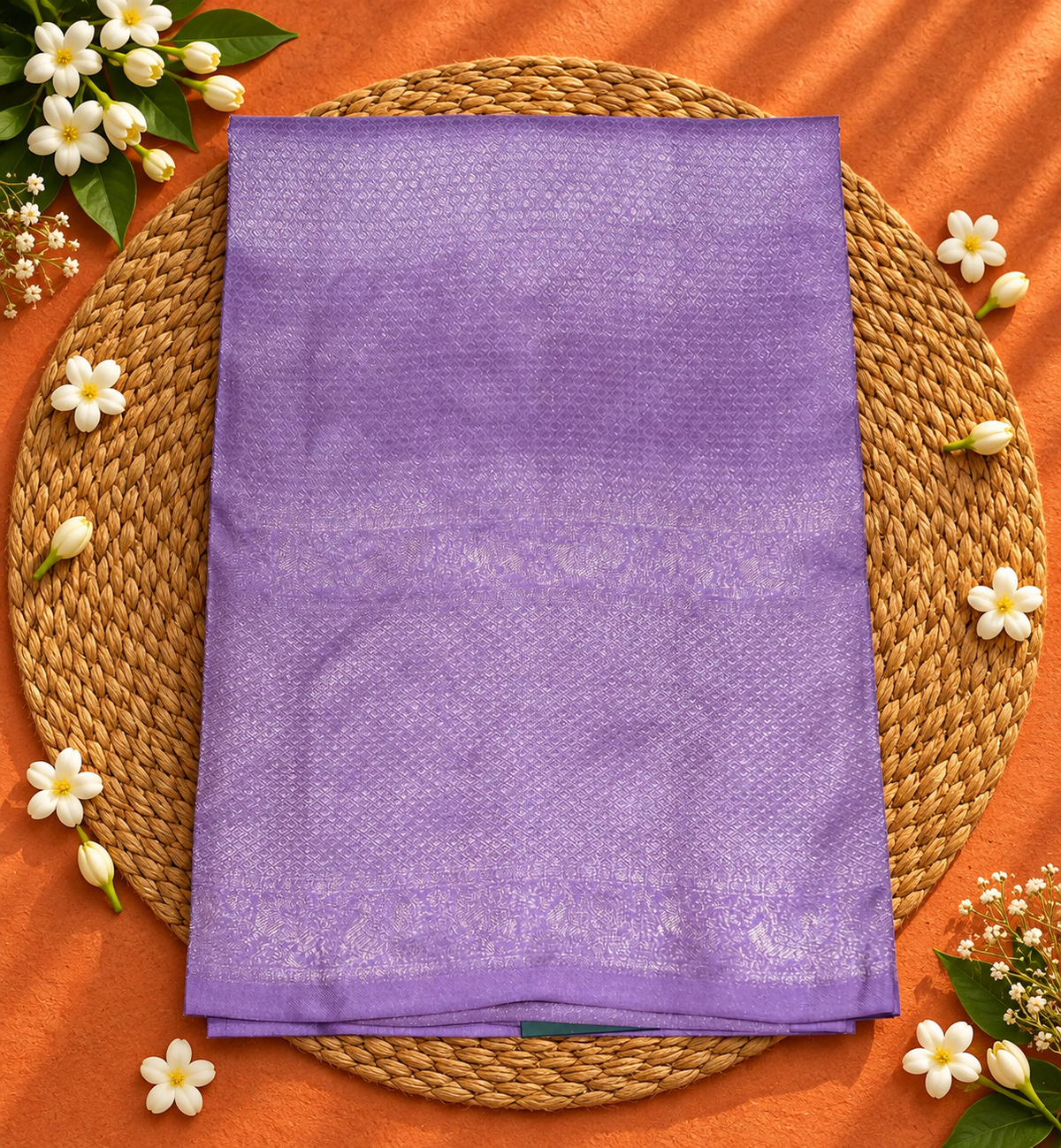 Lavender Silver Brocade Kanjivaram Saree