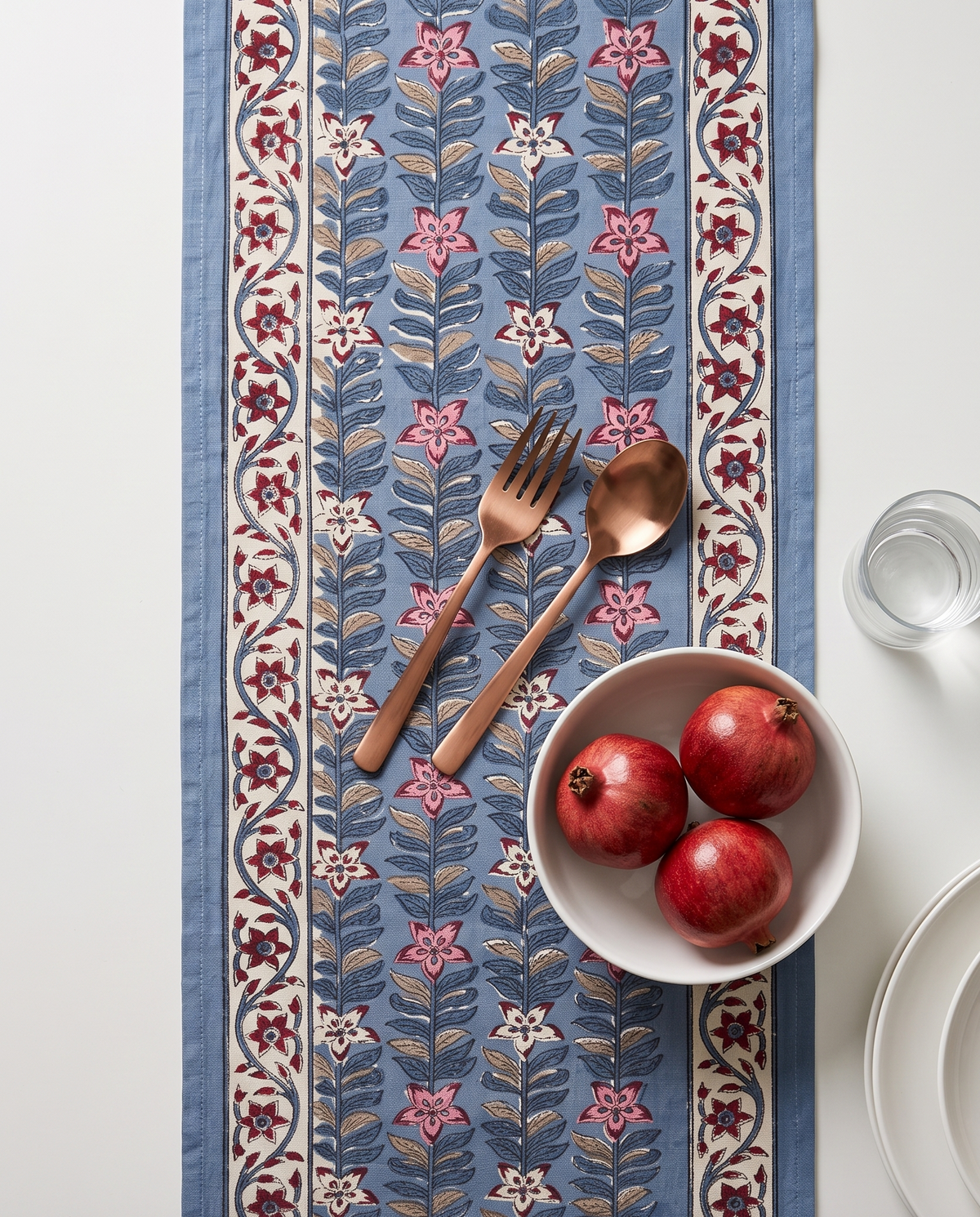DUSKY BLUE FLORAL TABLE RUNNER