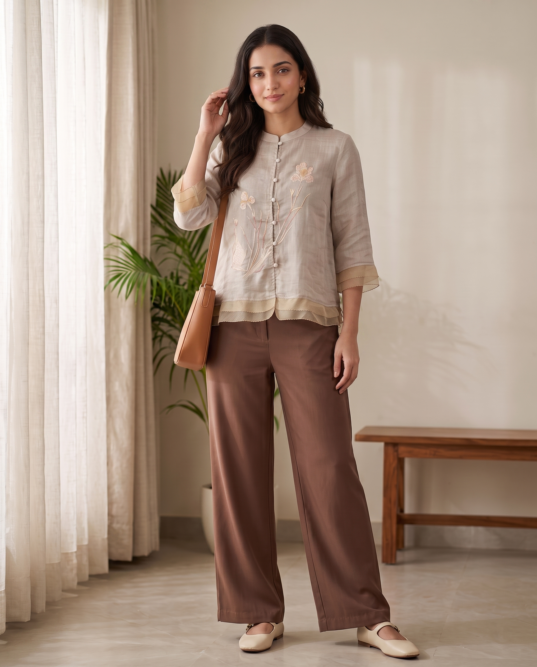 Willow European Linen Top - Mocha Taupe