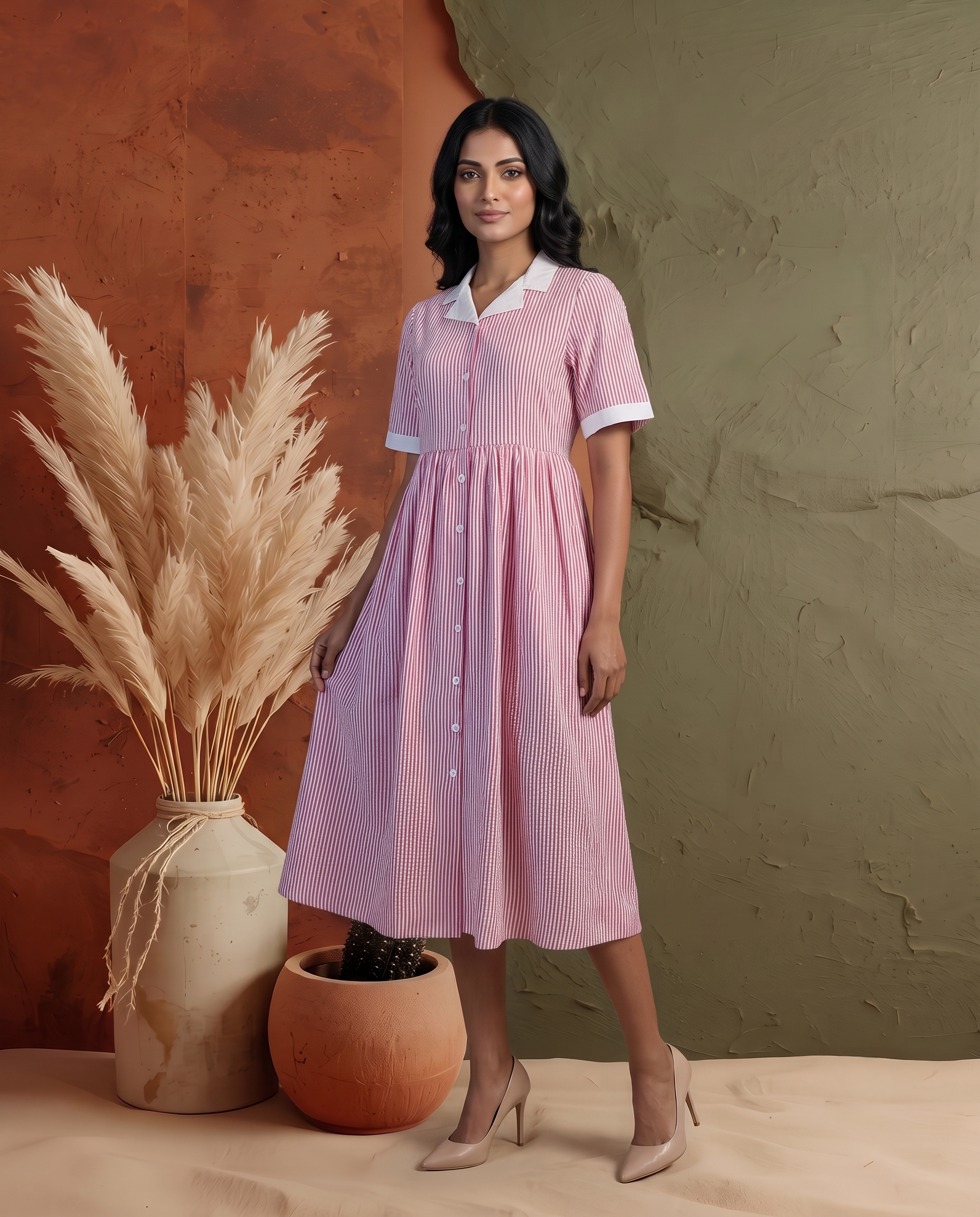 THE RIVIERA PINK STRIPE  DRESS