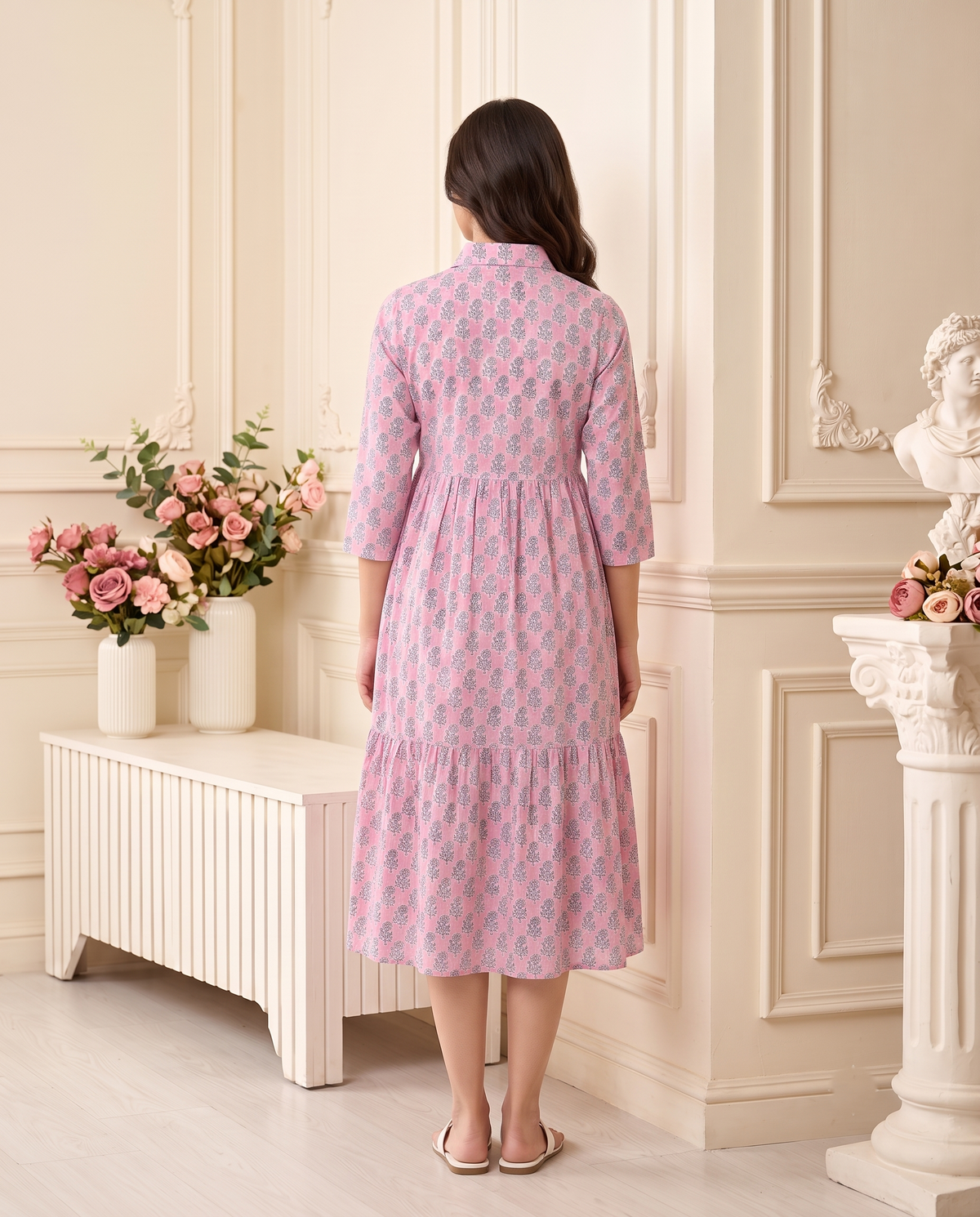 Flora Mul Tiered Dress (Handblock)