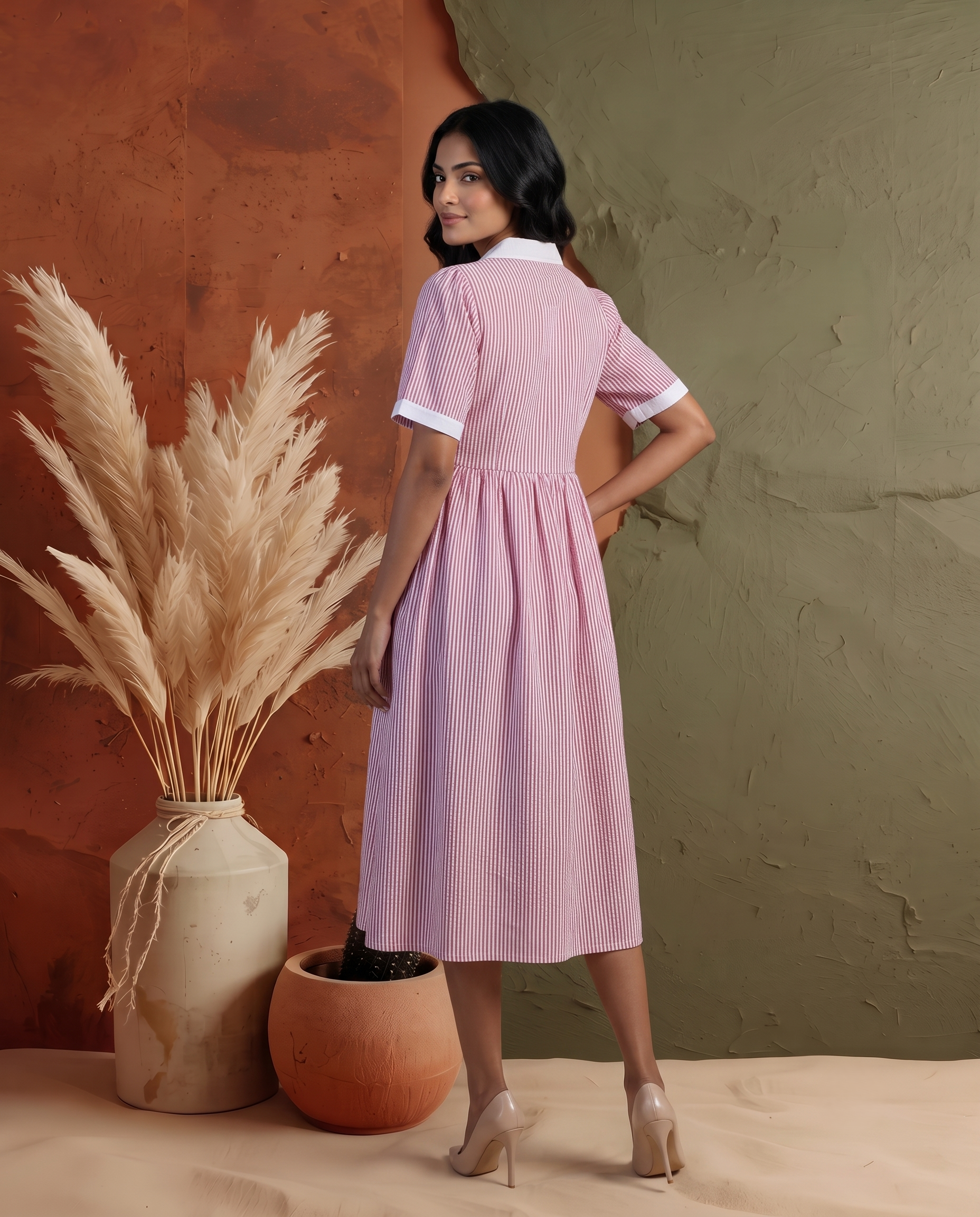 THE RIVIERA PINK STRIPE  DRESS