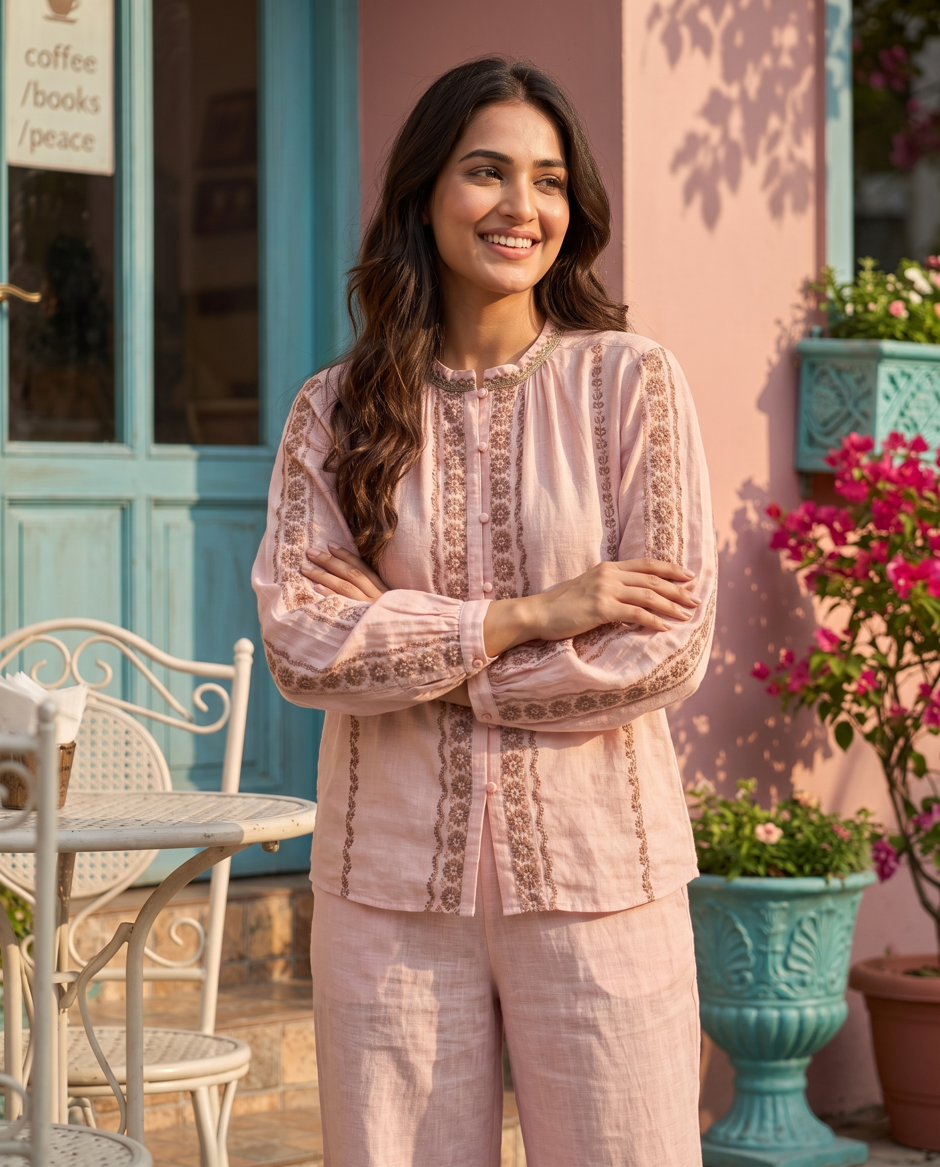 Petunia European Linen Top - Powder Pink