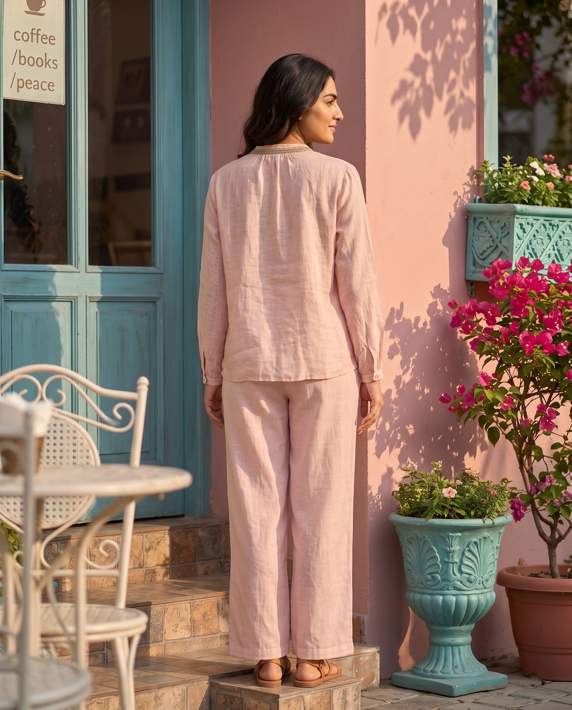 Petunia European Linen Top - Powder Pink