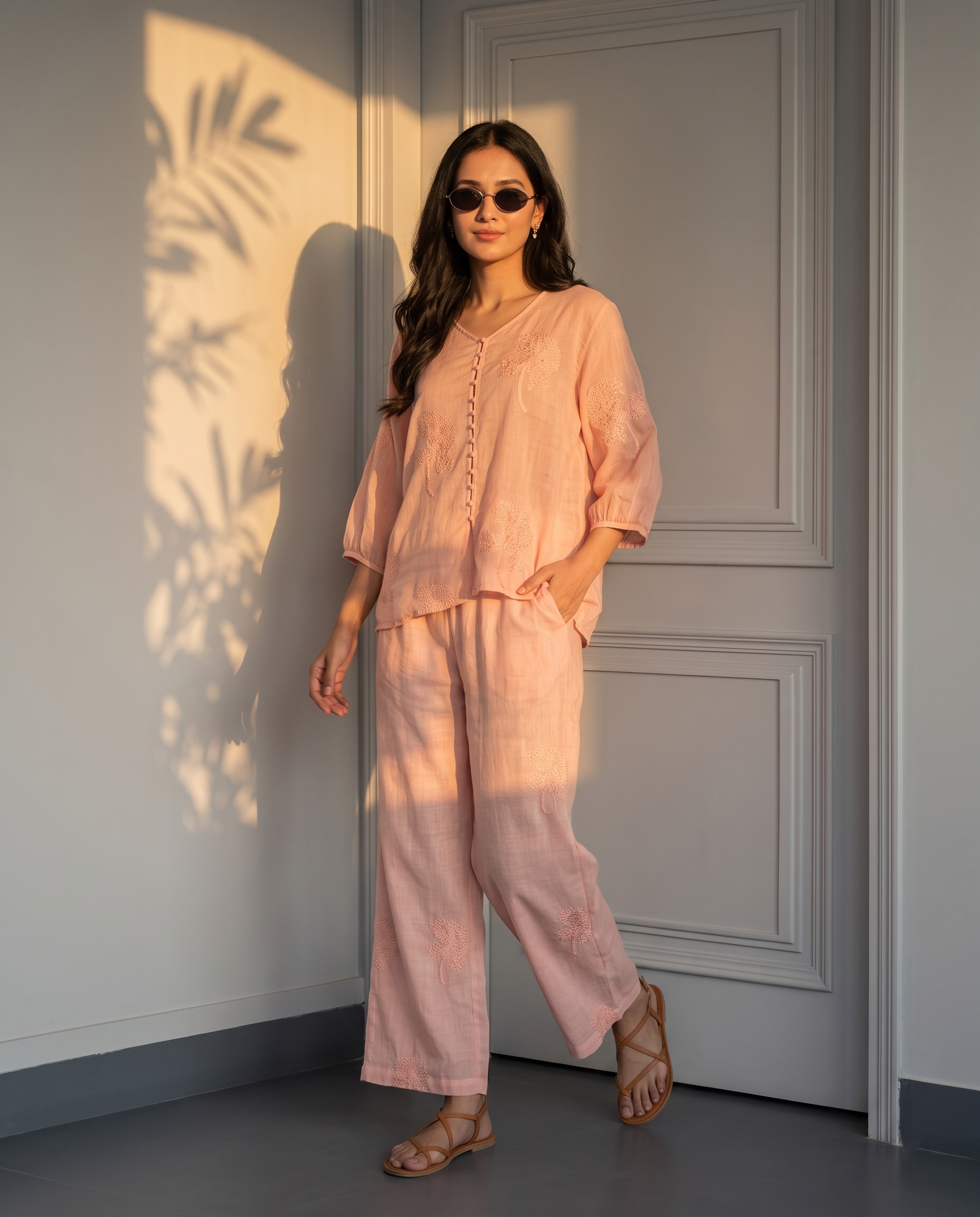 Peach Petal European Linen Top - Blush Peach