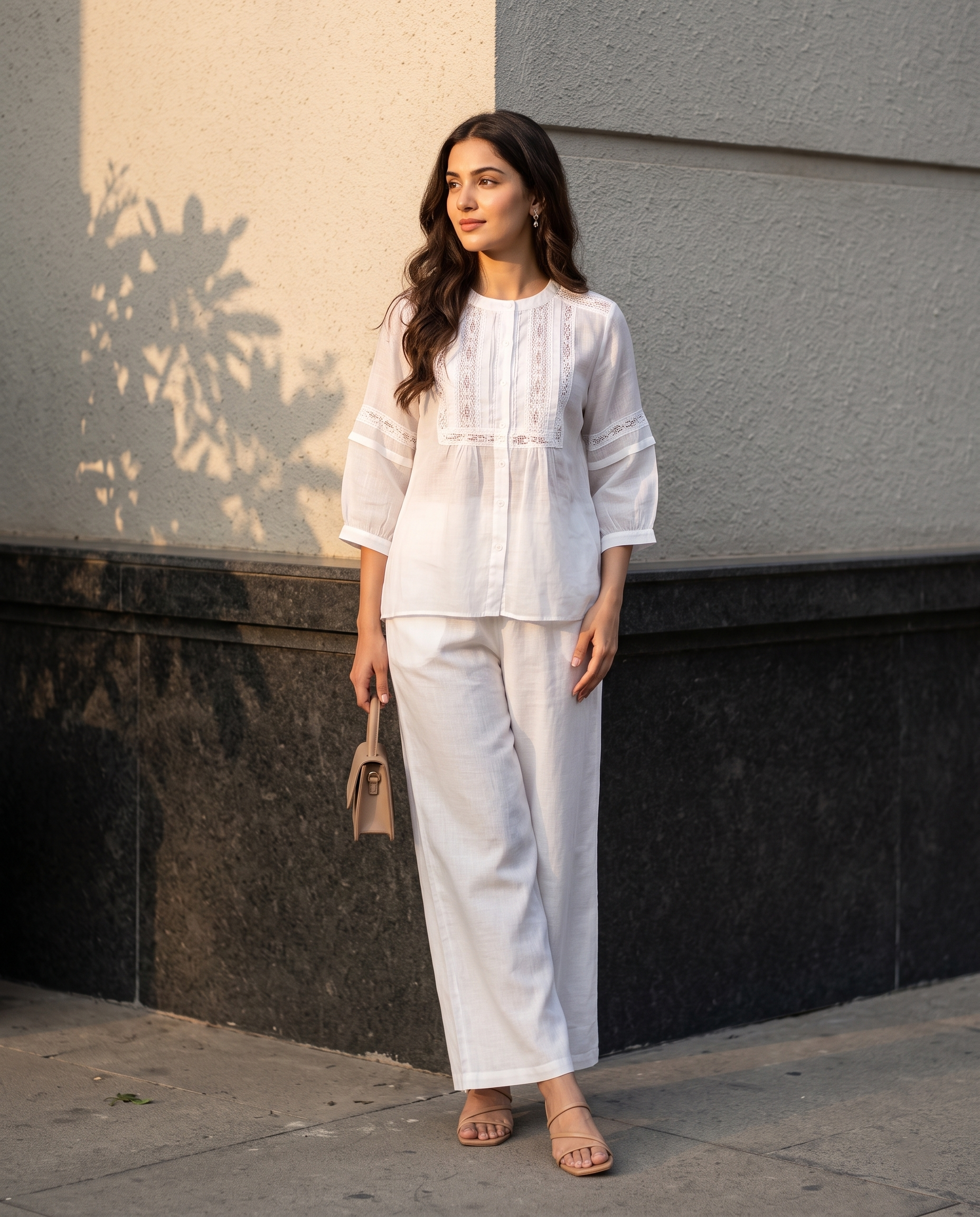 Pearl Lace European Linen Top - Pure White