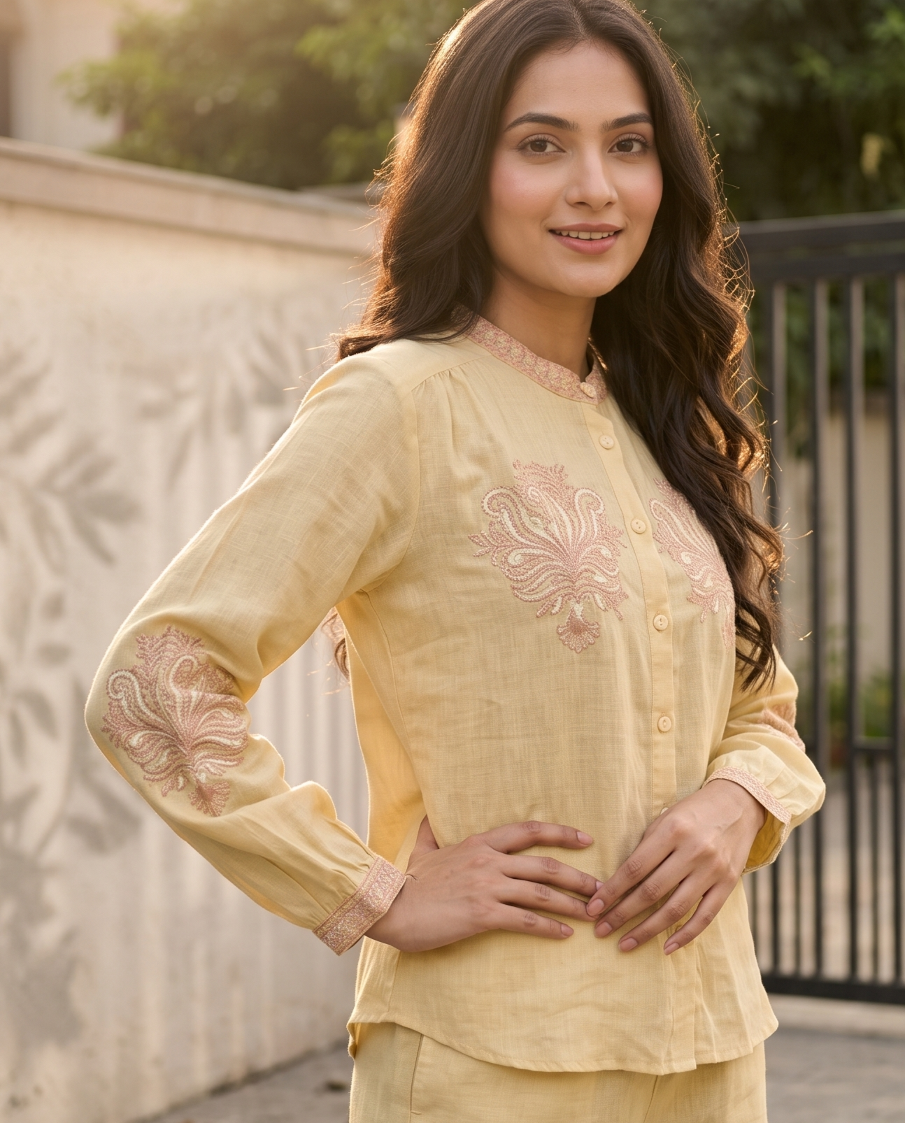 Honey Bloom European Linen Top - Soft Butter Yellow