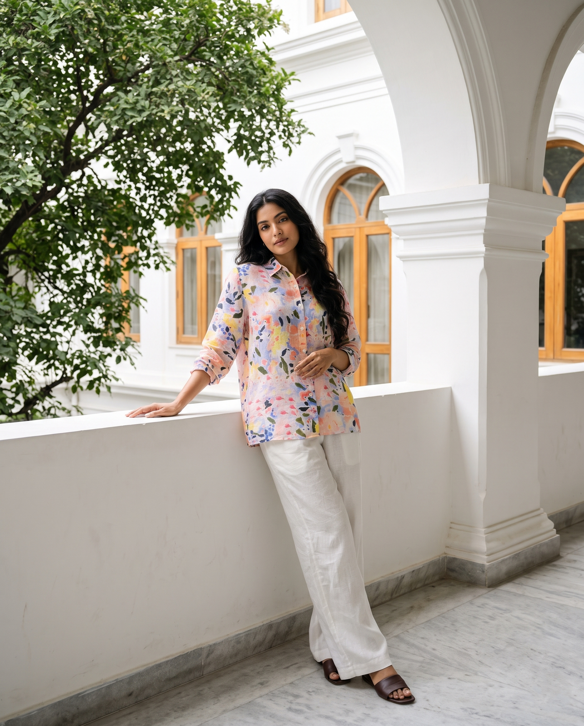Bamboo Silk 150 GM Pastel Watercolour Bloom Shirt