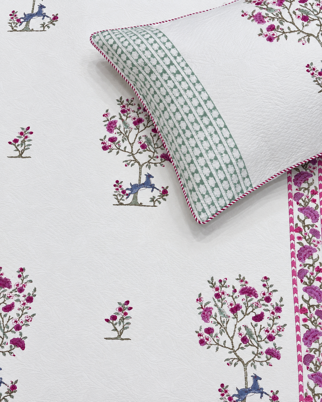 MYSTIC BLOSSOM HAND BLOCK JACQUARD BEDCOVER