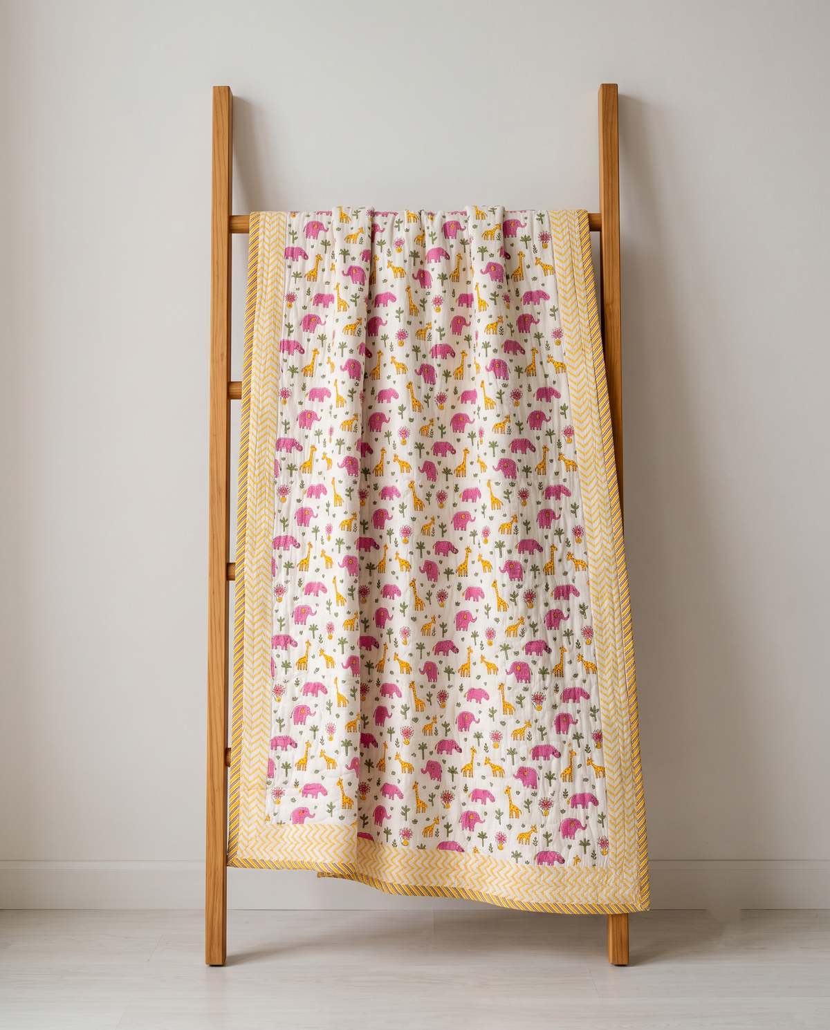 LITTLE JUNGLE SAFARI HAND BLOCK BABY REVERSIBLE QUILT