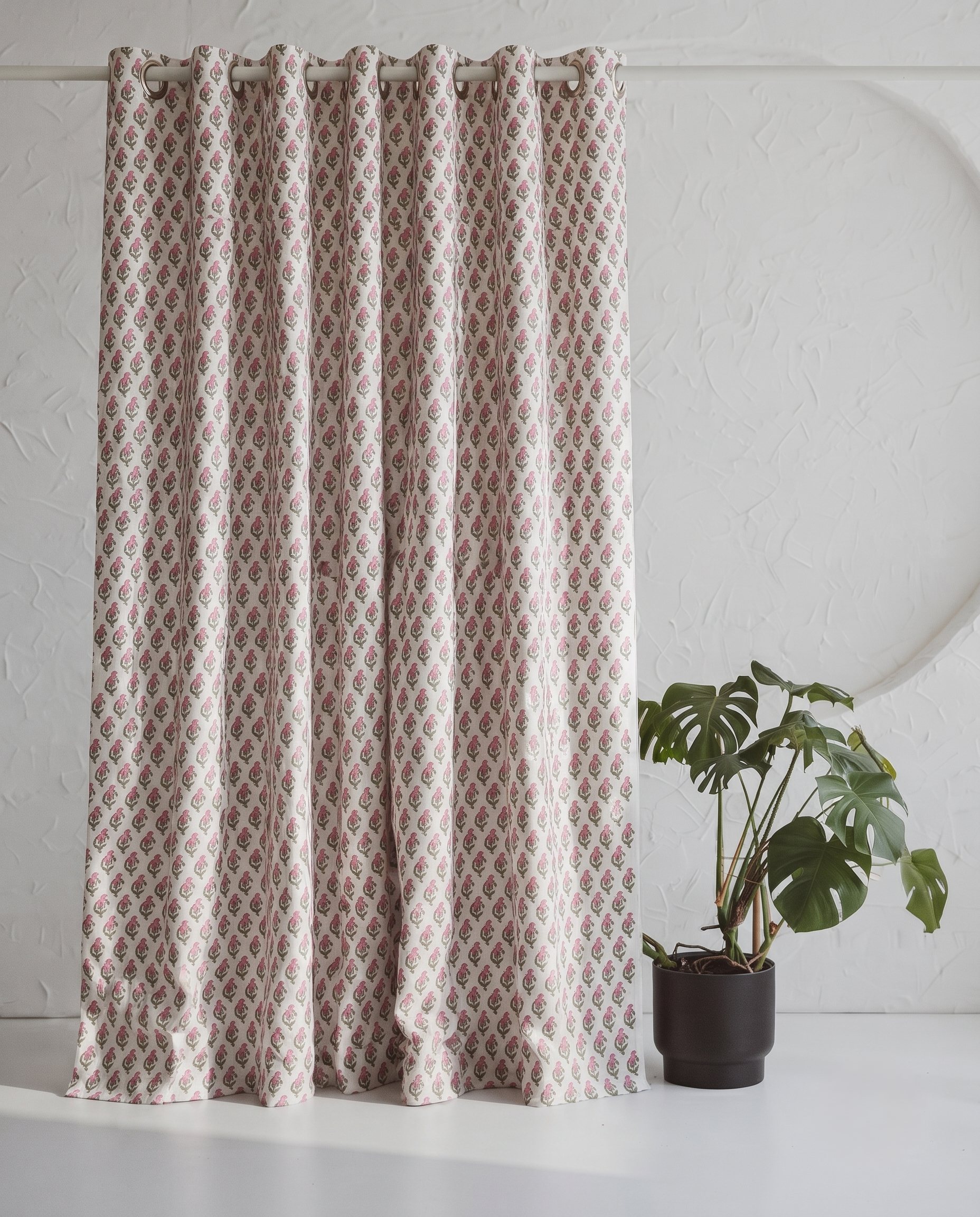 Gulabi Buti Hand Block Printed Curtain