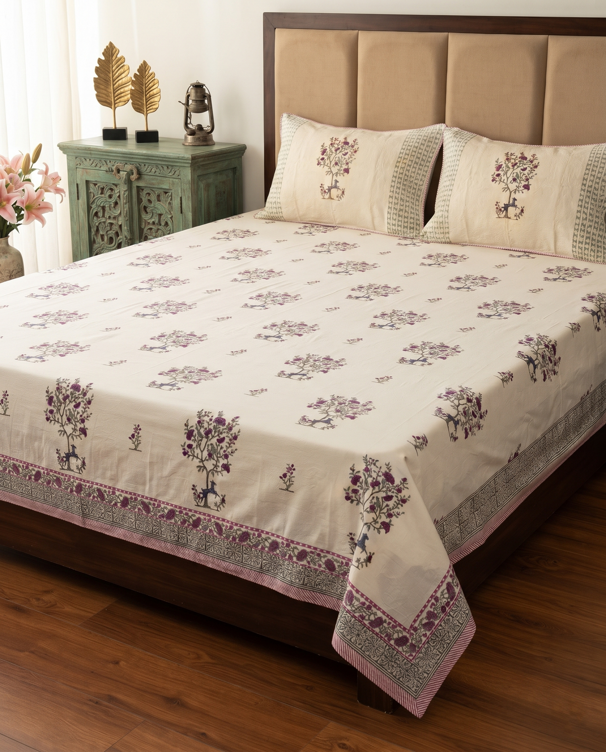 MYSTIC BLOSSOM HAND BLOCK JACQUARD BEDCOVER