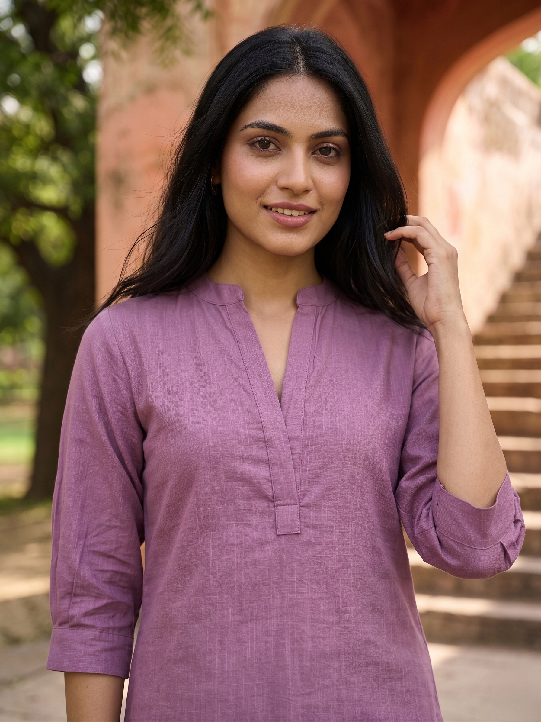 LINEN LUXE PURPLE KURTA PANT SET
