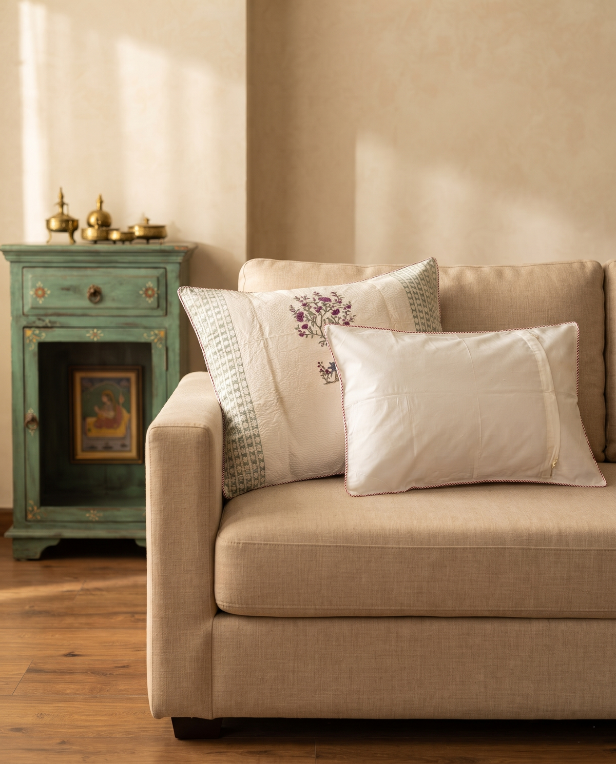 MYSTIC BLOSSOM HAND BLOCK JACQUARD BEDCOVER