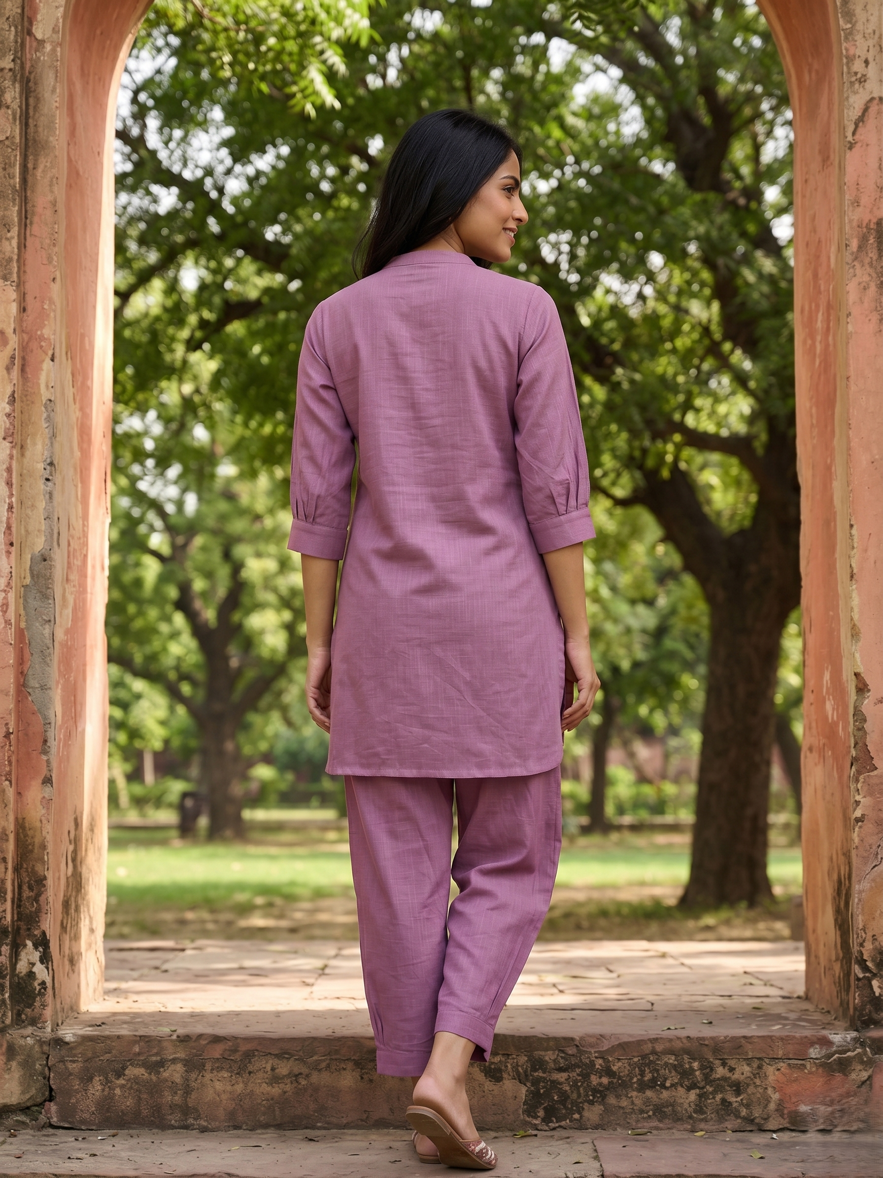 LINEN LUXE PURPLE KURTA PANT SET