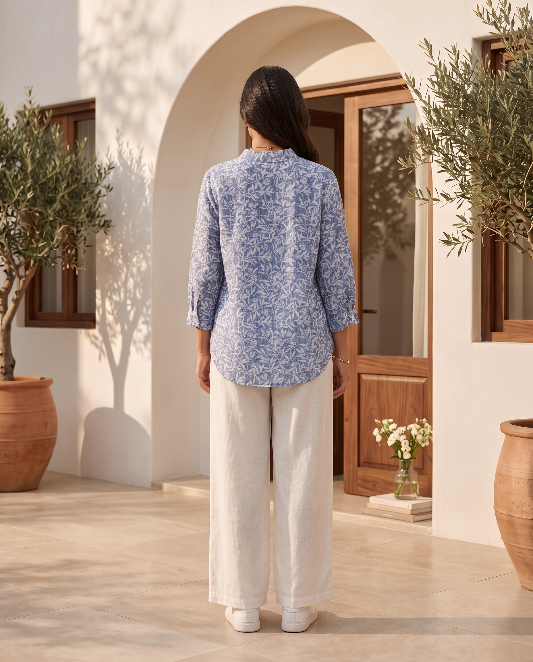 Bamboo Silk 150 GM Blue Botanical Shirt