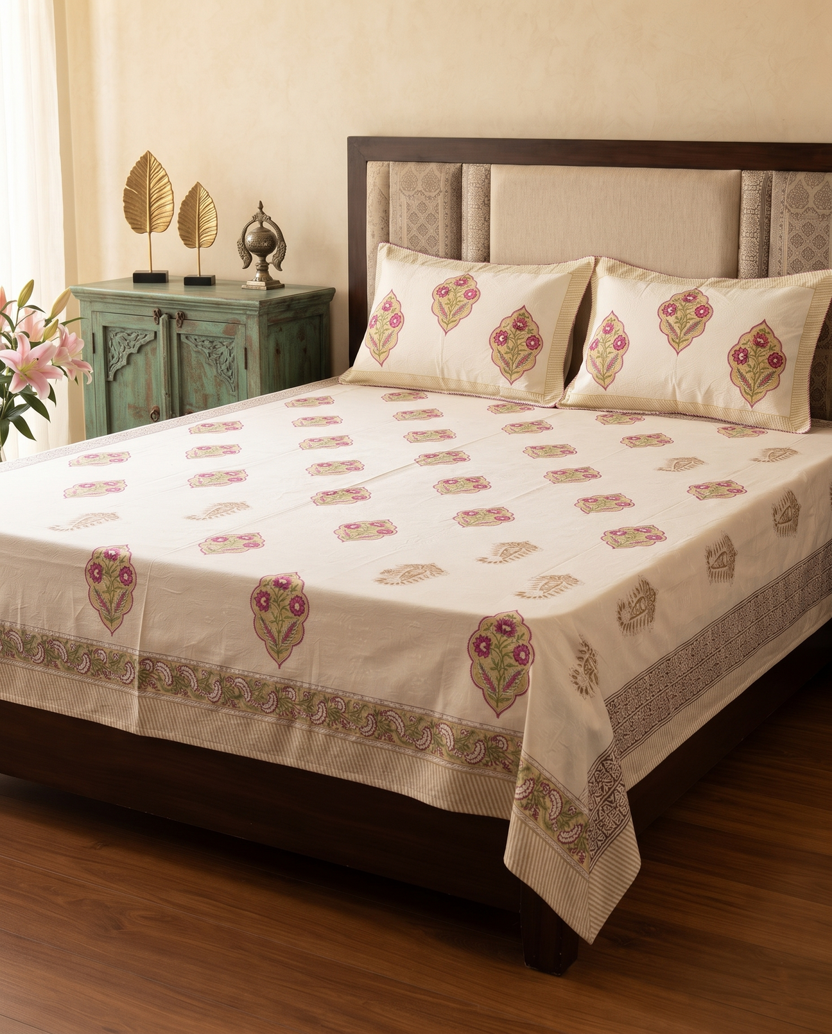 GULBAHAR HERITAGE HAND BLOCK JACQUARD BEDCOVER
