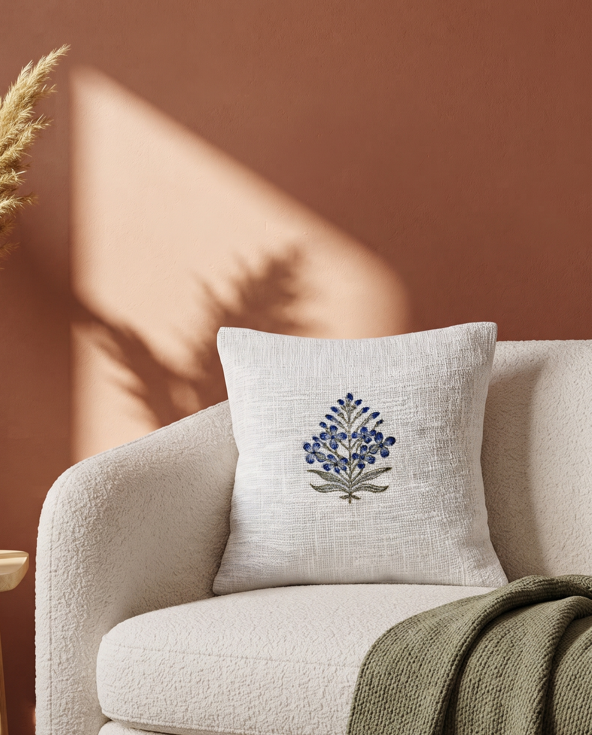 NEEL BLOSSOM HAND BLOCK JUTE CUSHION COVER