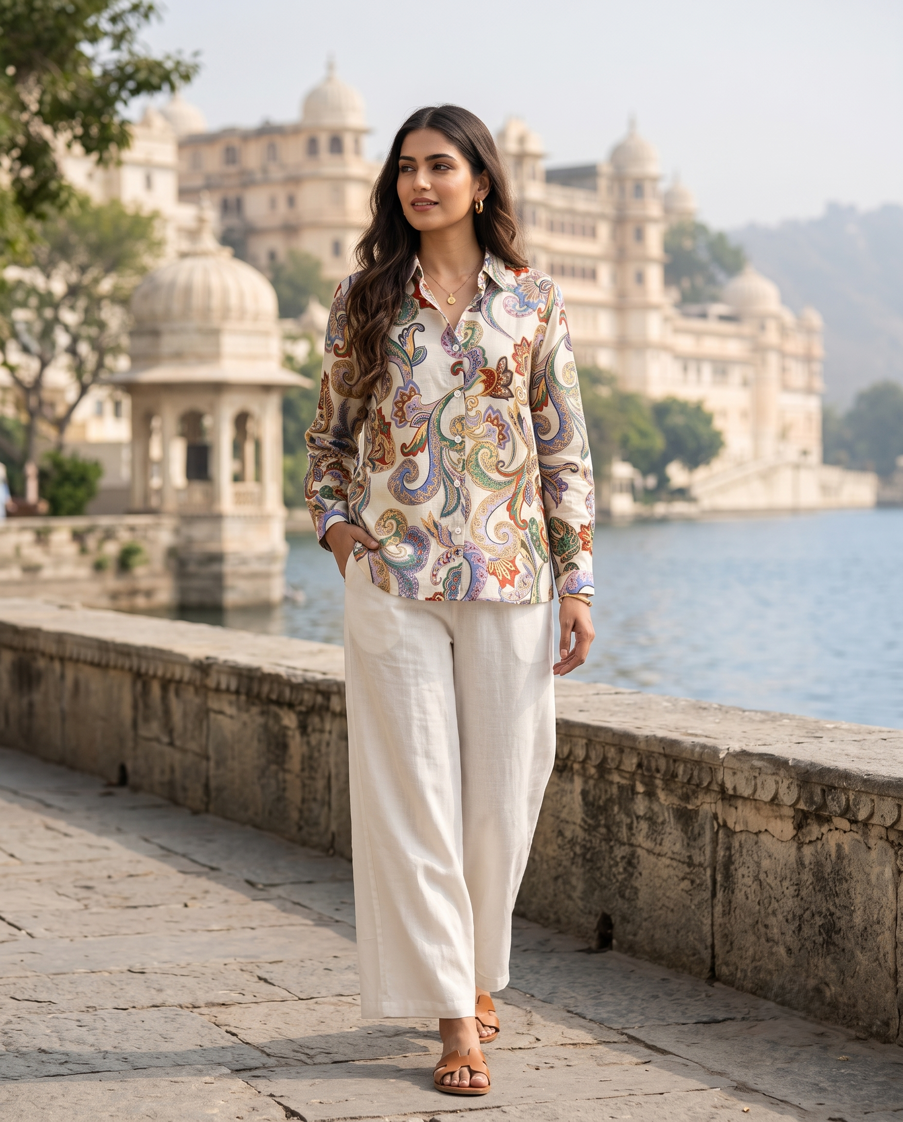 Bamboo Silk 150 GM Paisley Print Shirt