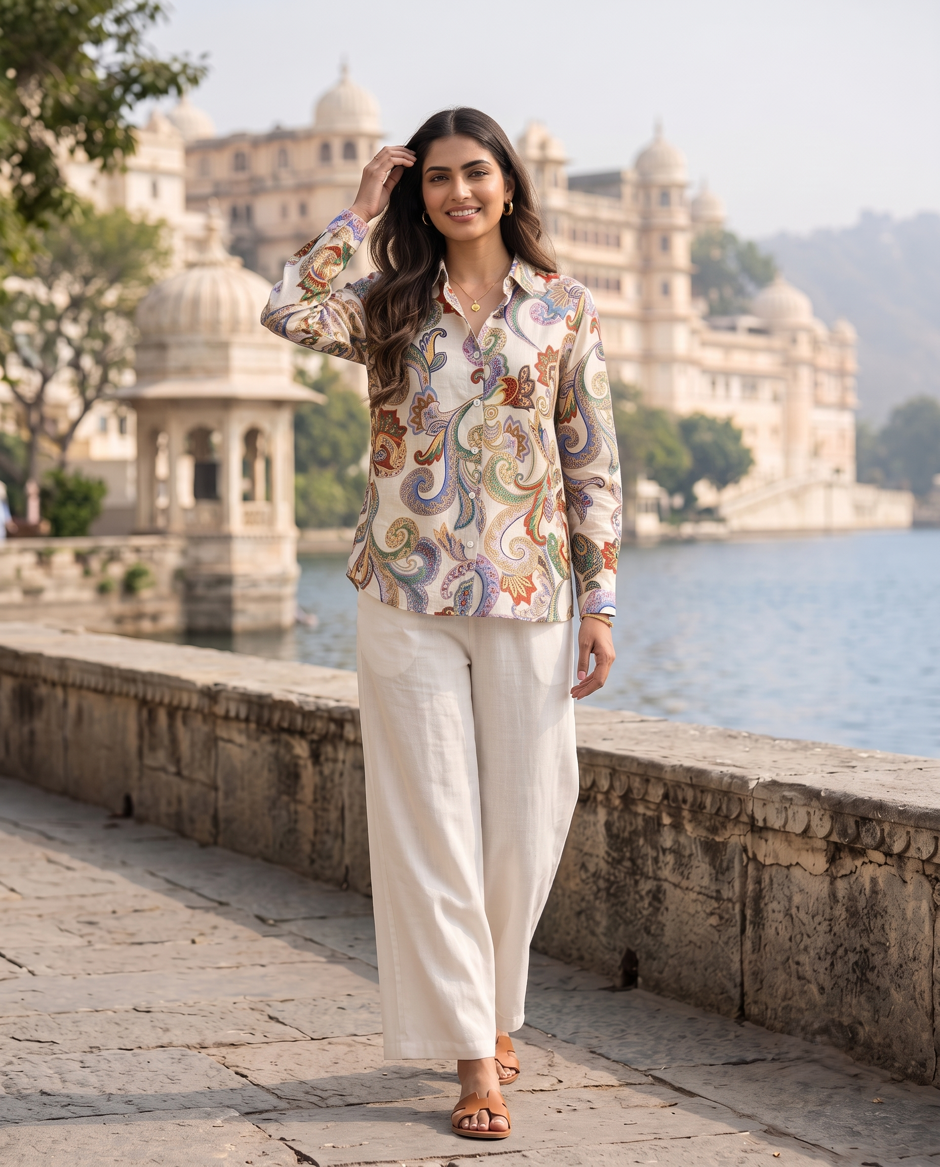 Bamboo Silk 150 GM Paisley Print Shirt