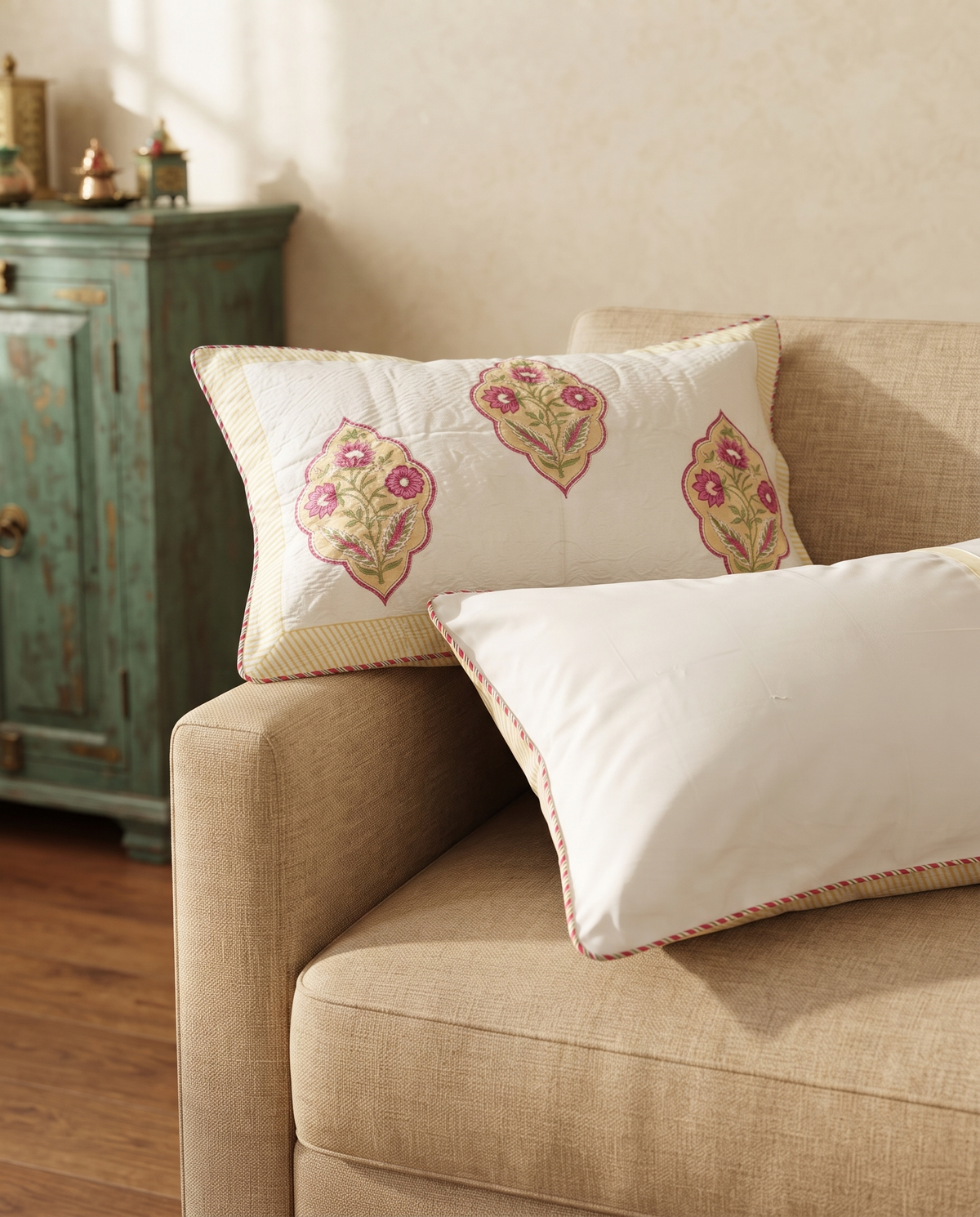 GULBAHAR HERITAGE HAND BLOCK JACQUARD BEDCOVER