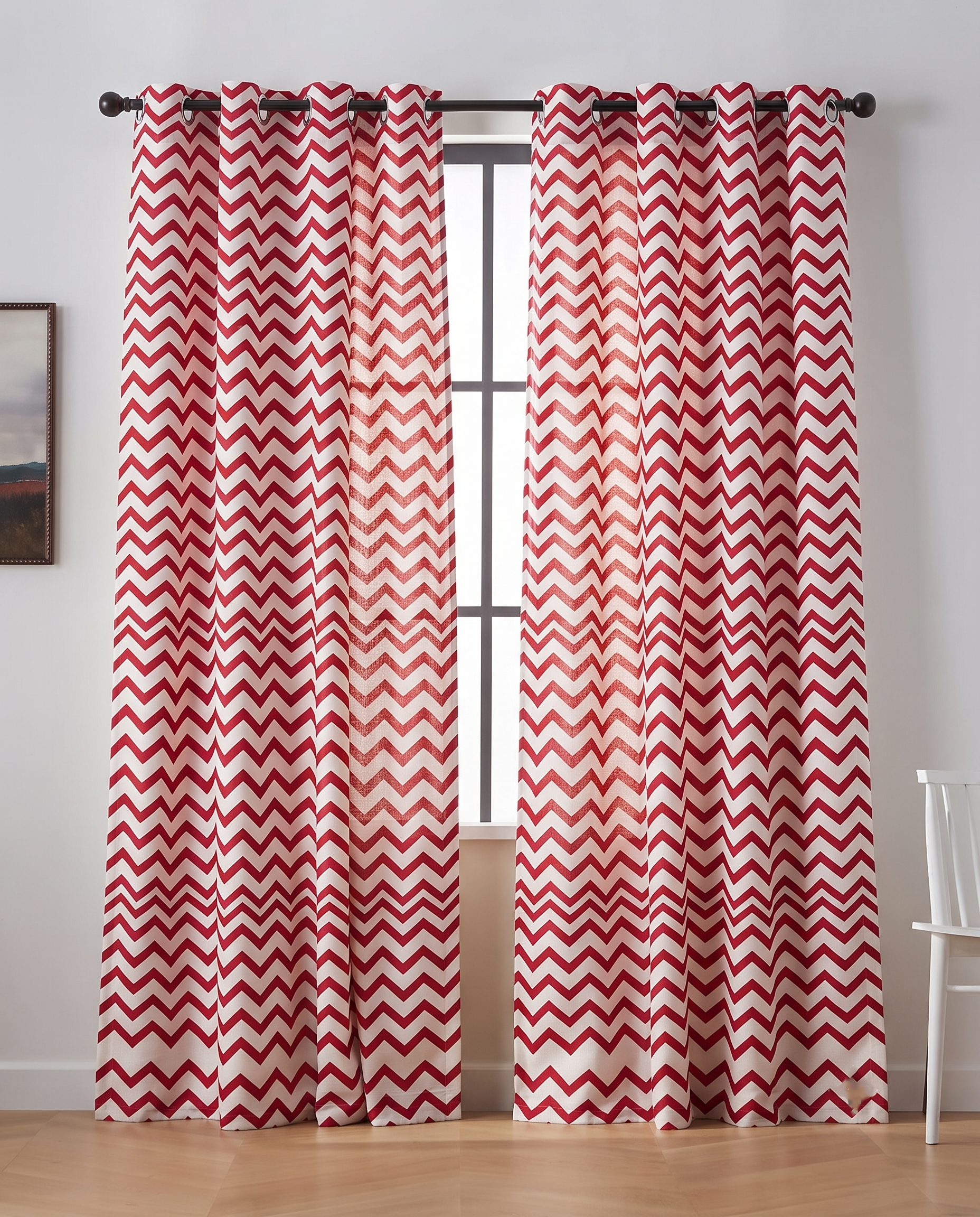Red Zig-Zag  Hand Block Printed Curtain
