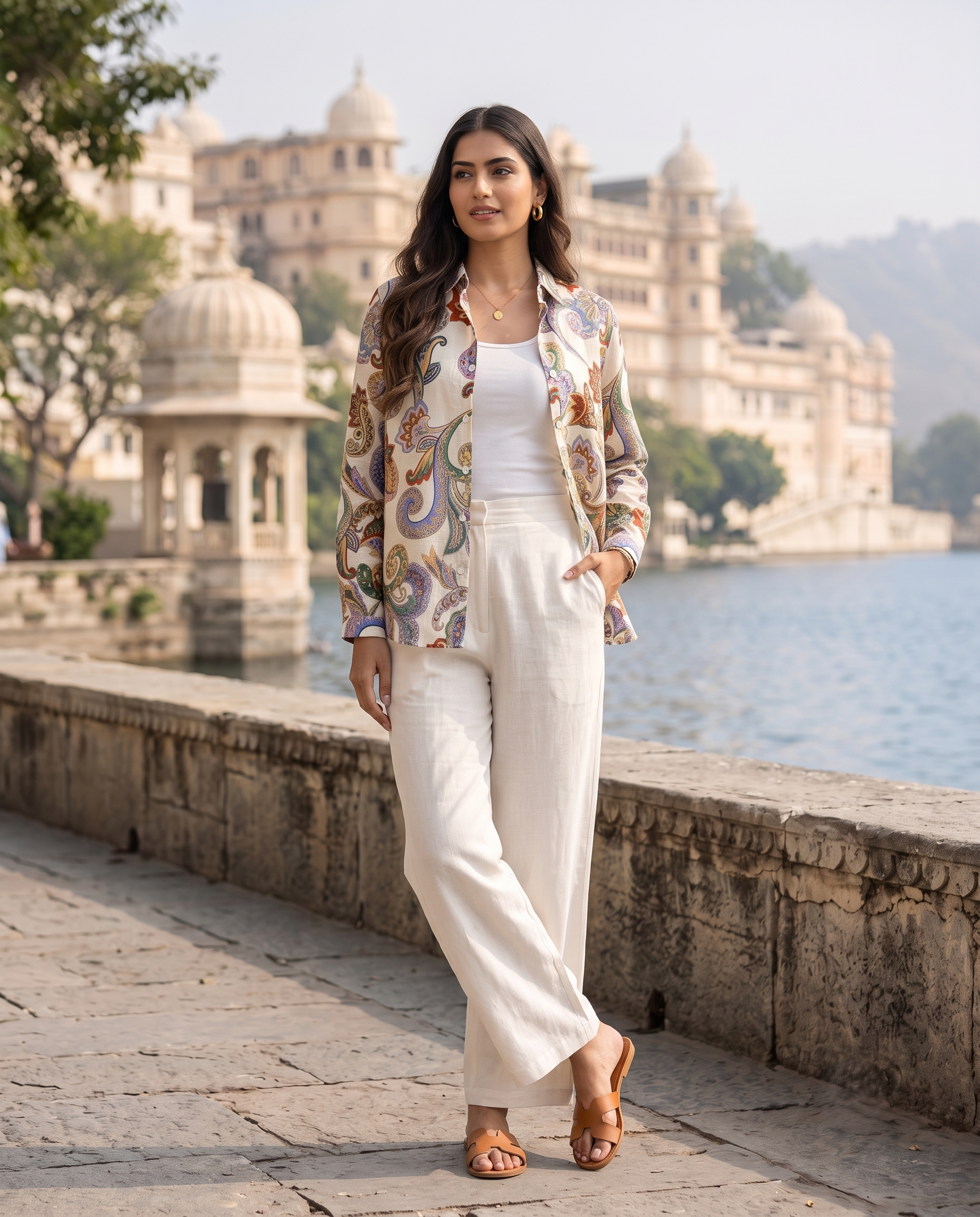 Bamboo Silk 150 GM Paisley Print Shirt