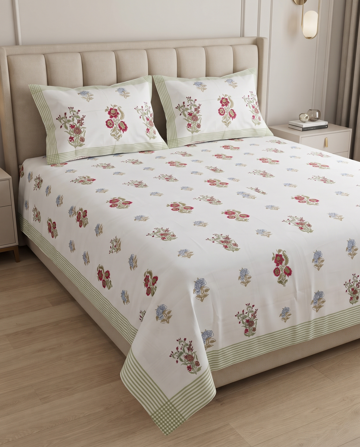 The Pastel Floral Harmony Premium Cotton Bedsheet