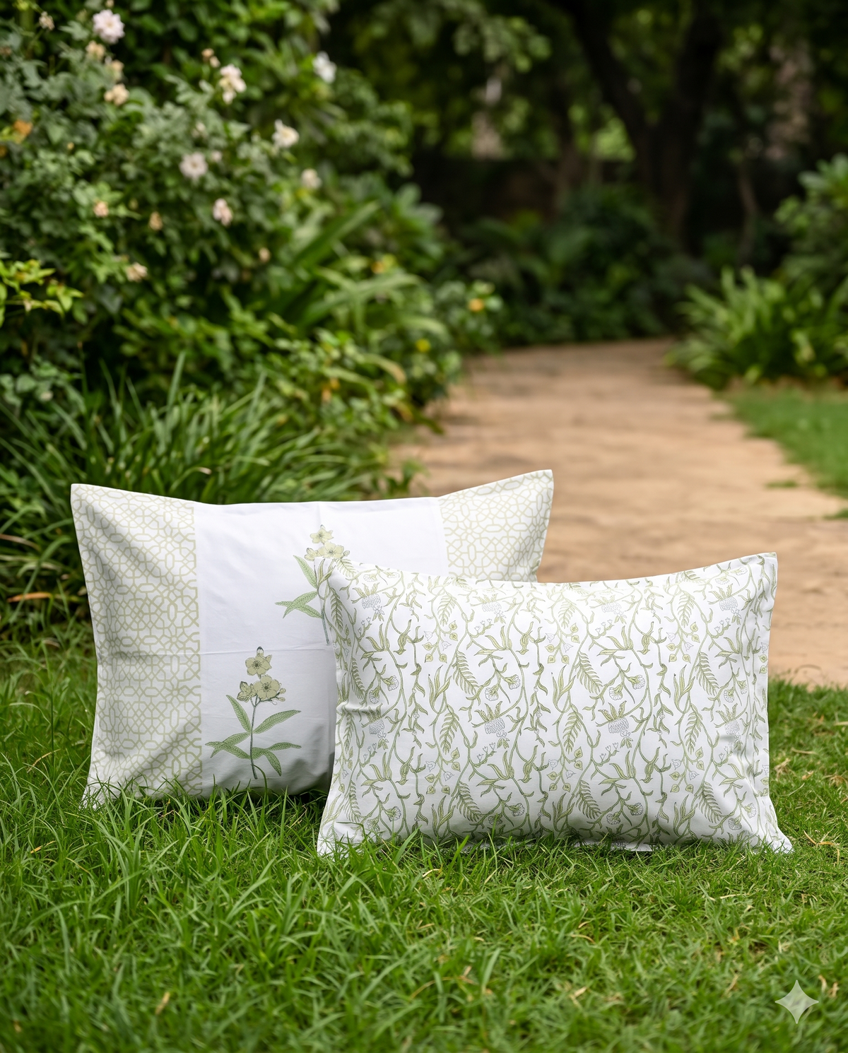 The Sage Green Botanical Sprig Premium Cotton Bedsheet