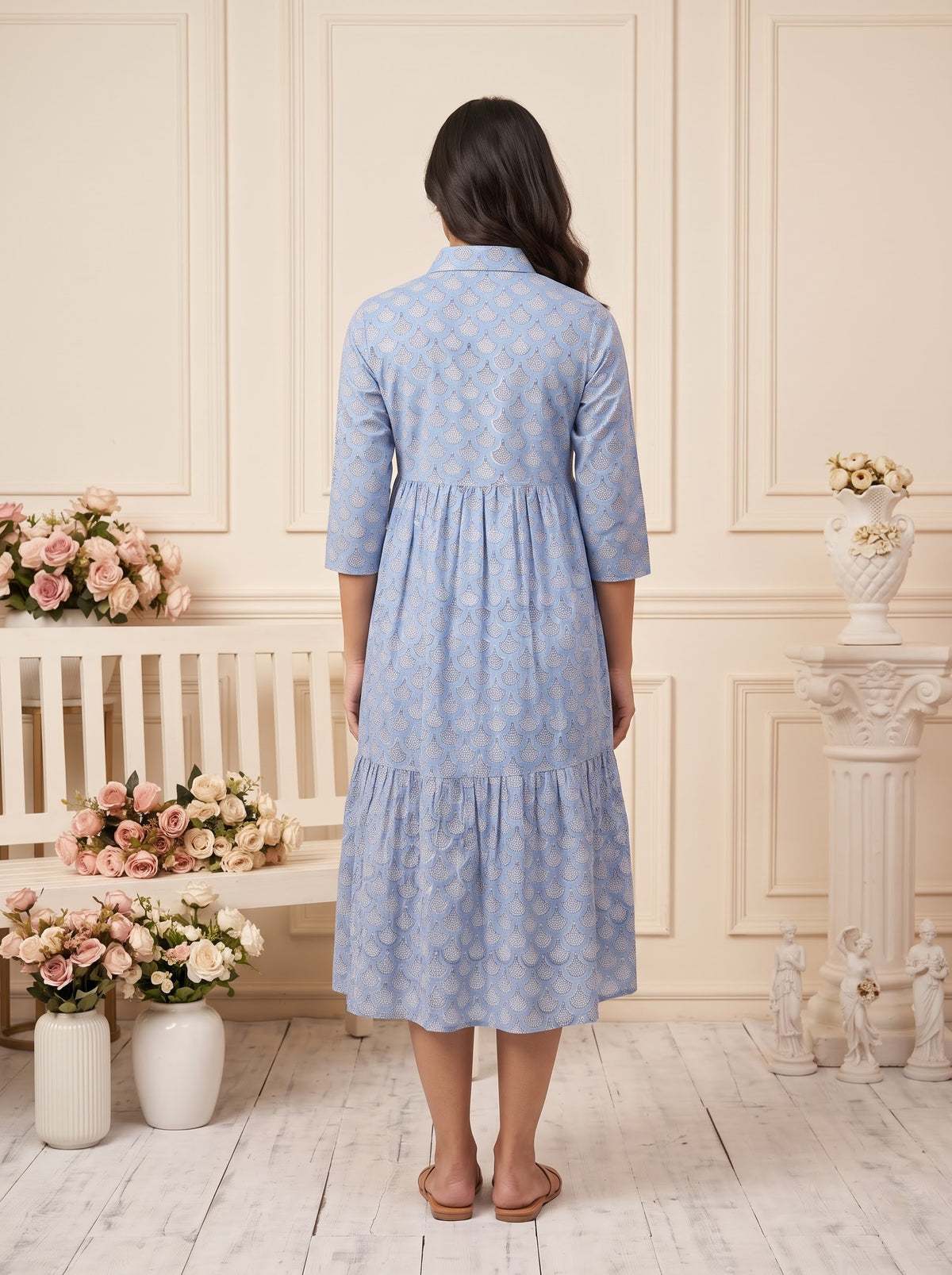 Flora Mul Tiered Dress (Handblock)