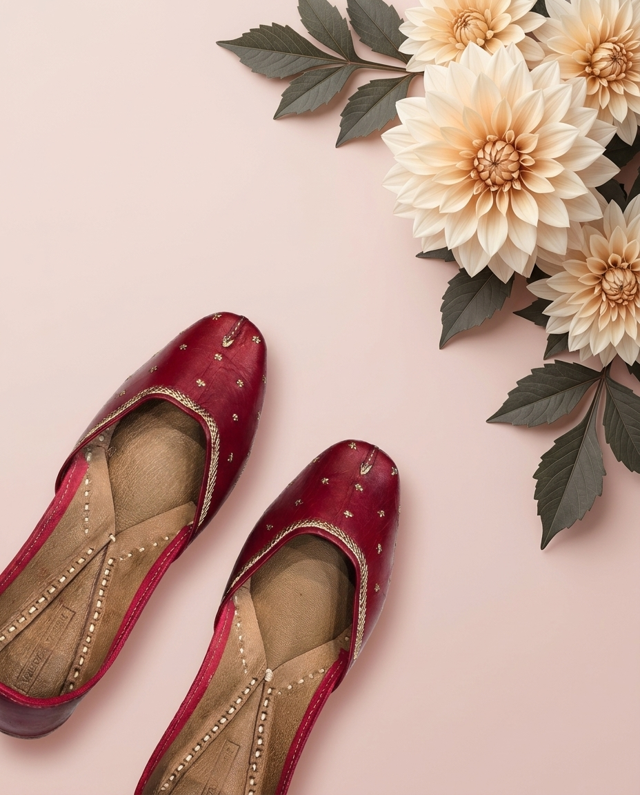 Crimson Gulab Pure Leather Handcrafted Jutti