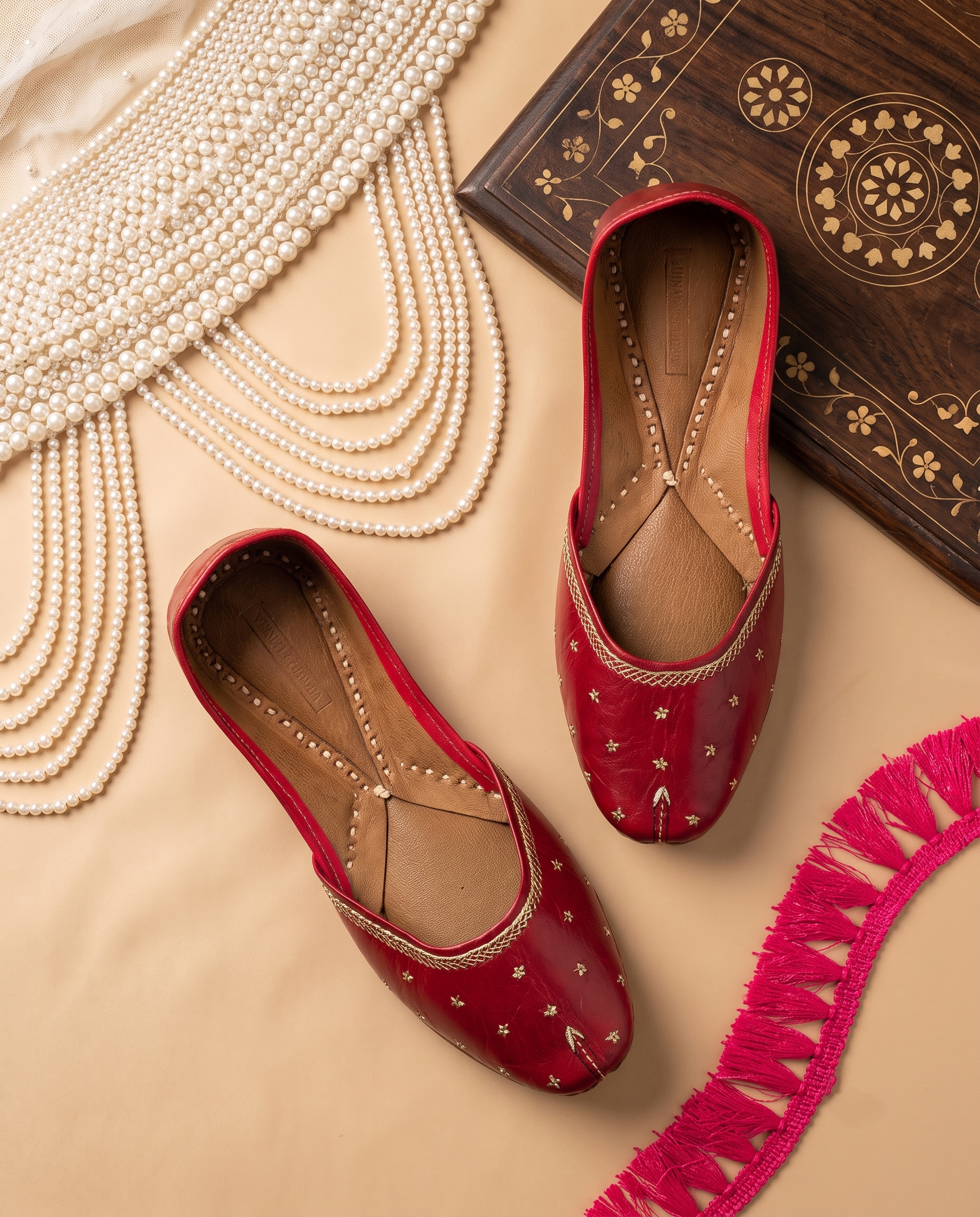 Crimson Gulab Pure Leather Handcrafted Jutti