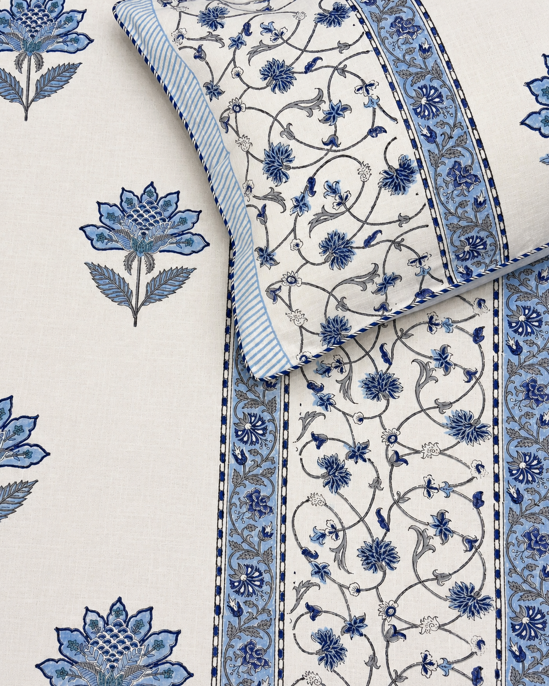 LOTUS HERITAGE HAND BLOCK LINEN BEDCOVER