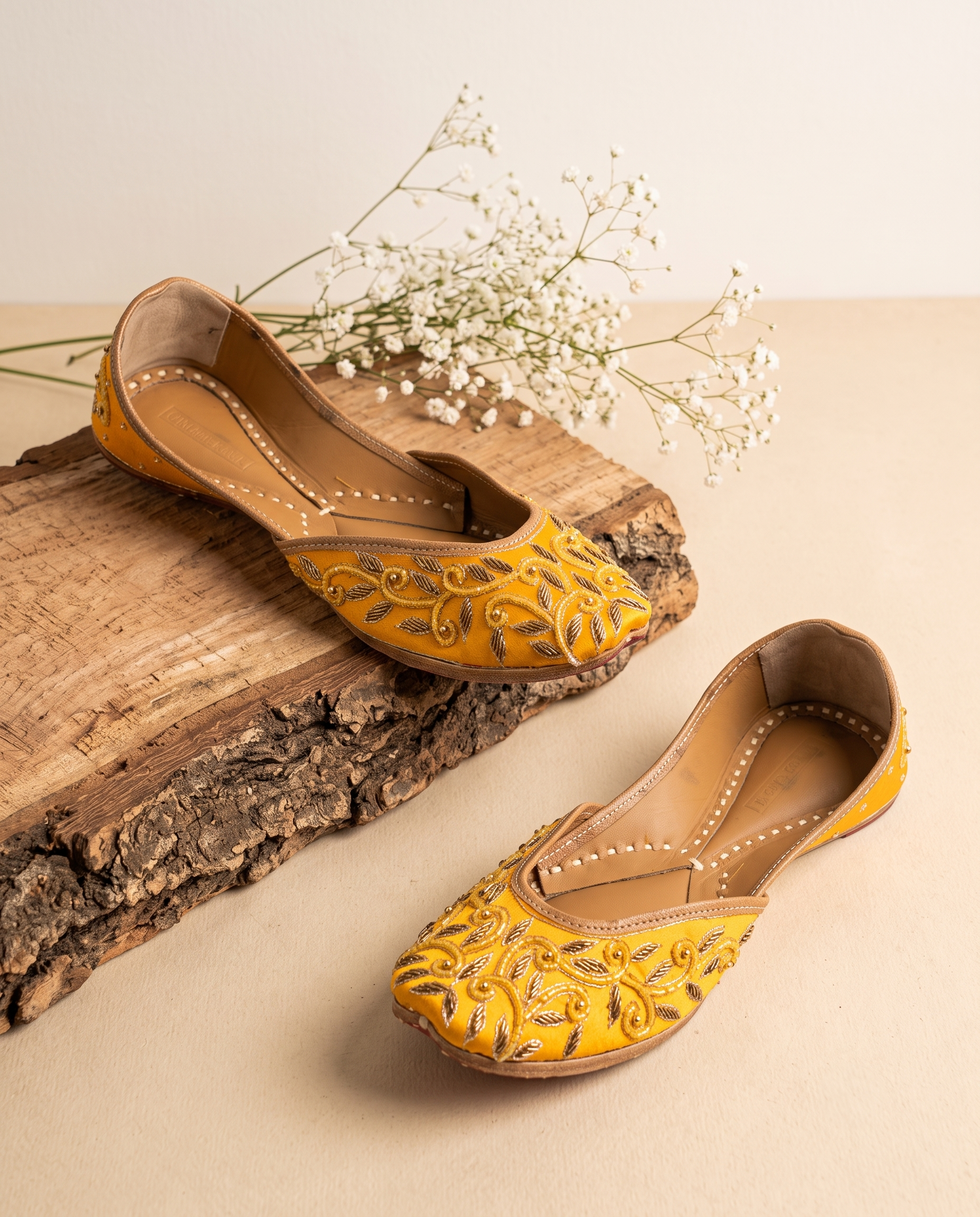 Mustard Bloom Pure Leather Handcrafted Jutti