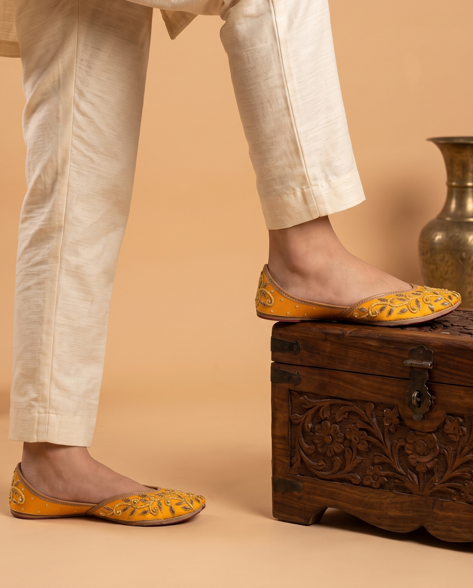 Mustard Bloom Pure Leather Handcrafted Jutti