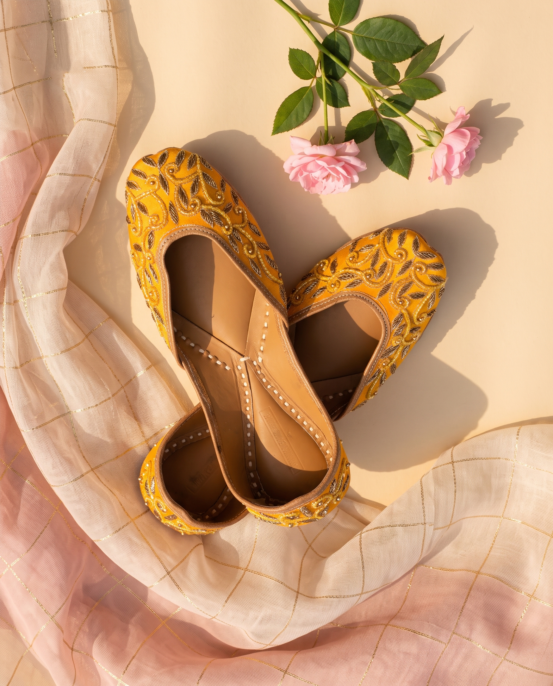 Mustard Bloom Pure Leather Handcrafted Jutti