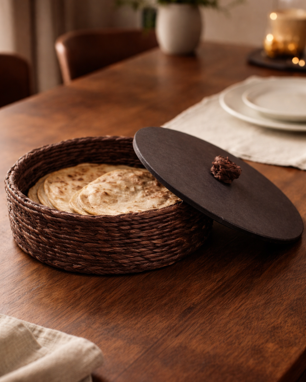 HANDMADE SABAI GRASS ROTI CASSEROLE WITH WOODEN LID