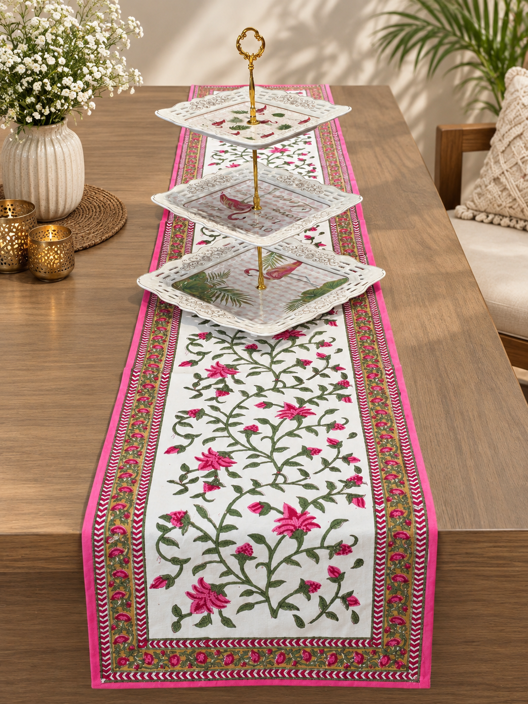RANI PINK FLORAL TABLE RUNNER